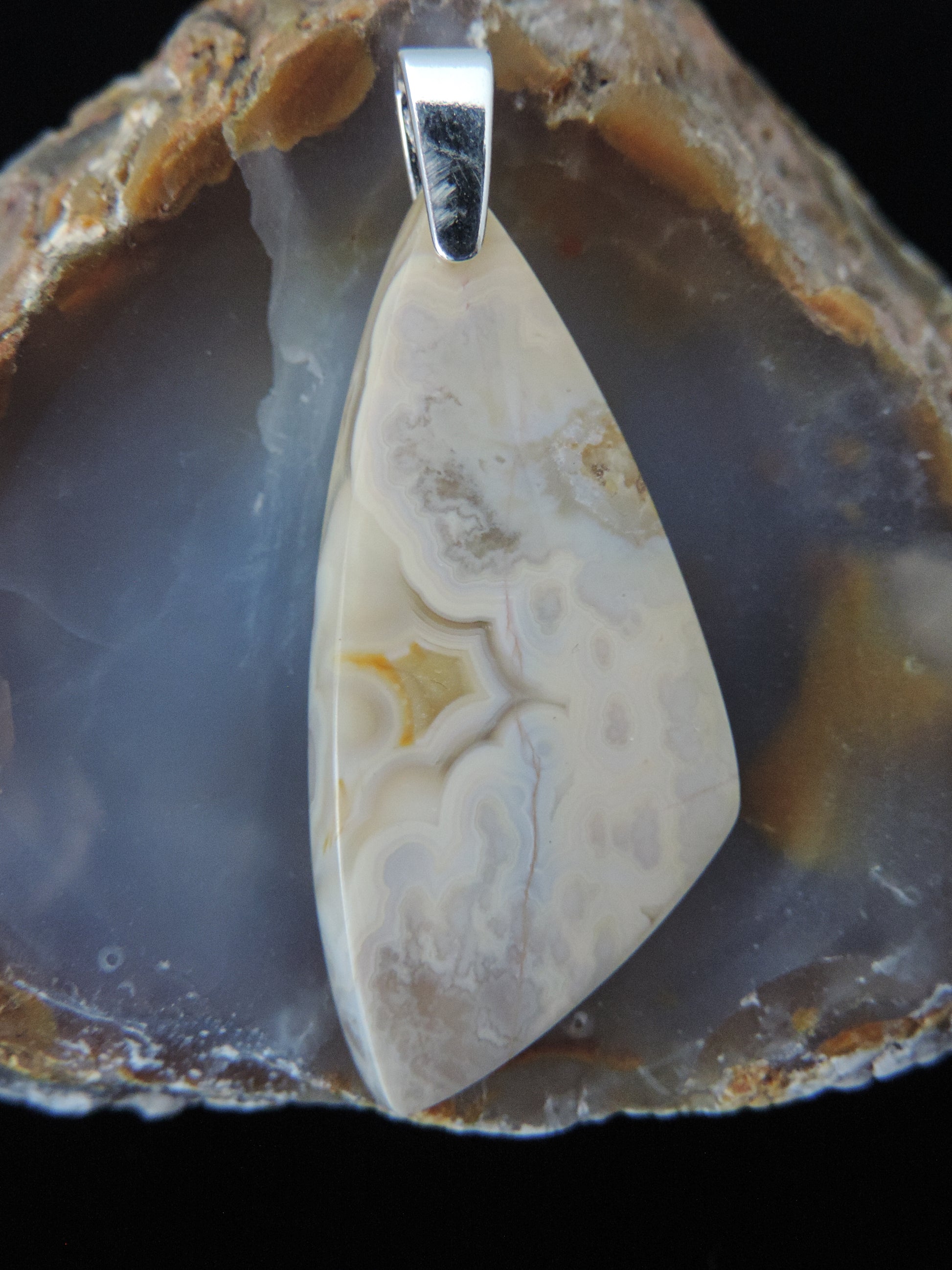 Lace Agate pendant from Indonesia is gorgeous and is a great gift.
