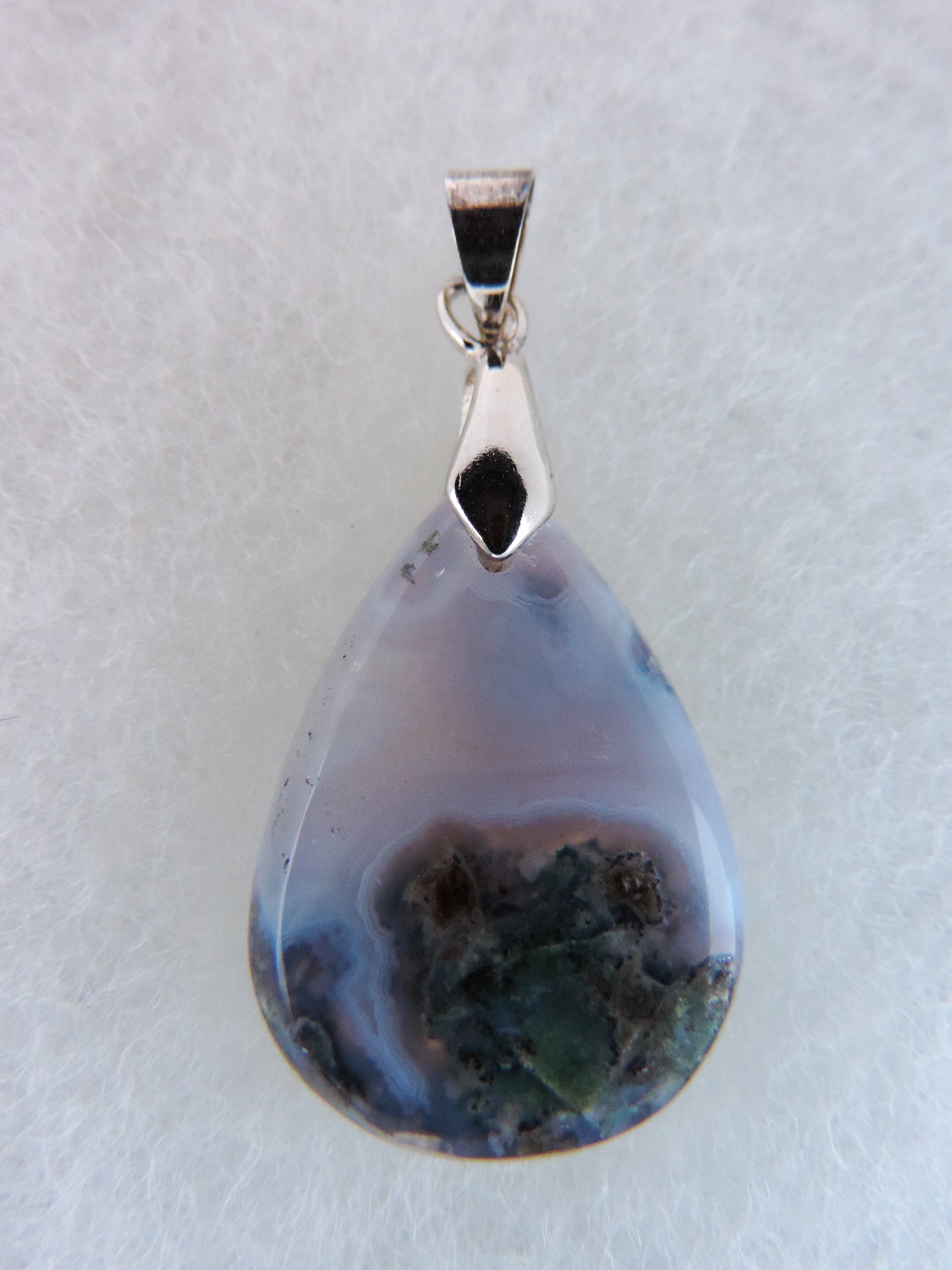 Purple Moss Agate Pendant.  Purple gemstones hold significant and powerful spiritual qualities.  Purple has been associated with wealth, passion, ambition, magic, awareness, mystery, tranquility, inspiration, understanding, calmness and wisdom to name a few.
