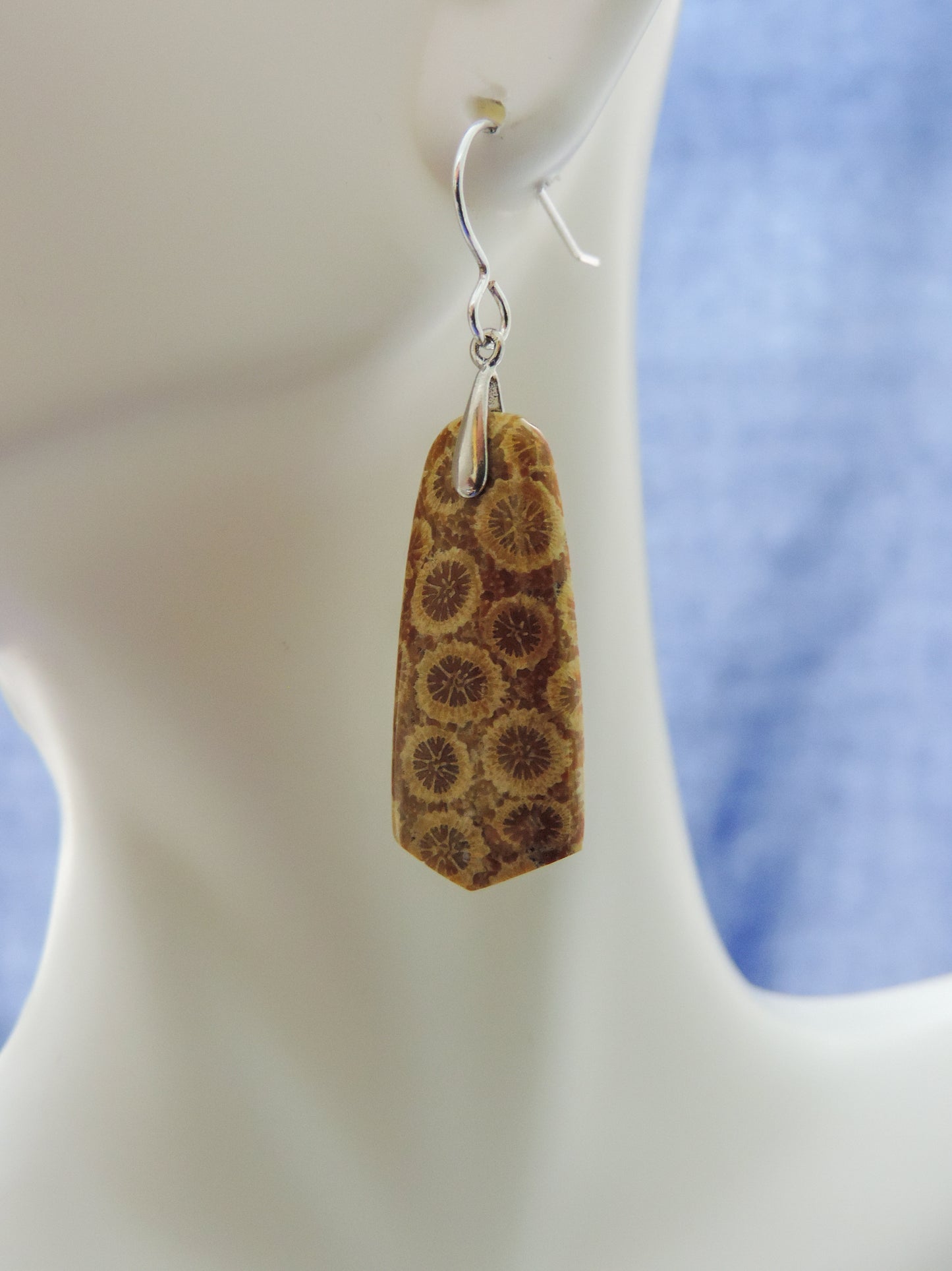 Our hand crafted jewelry earrings are photographed next to a ruler for size. This stone is a natural color, no dyes or heat treatment have been used.