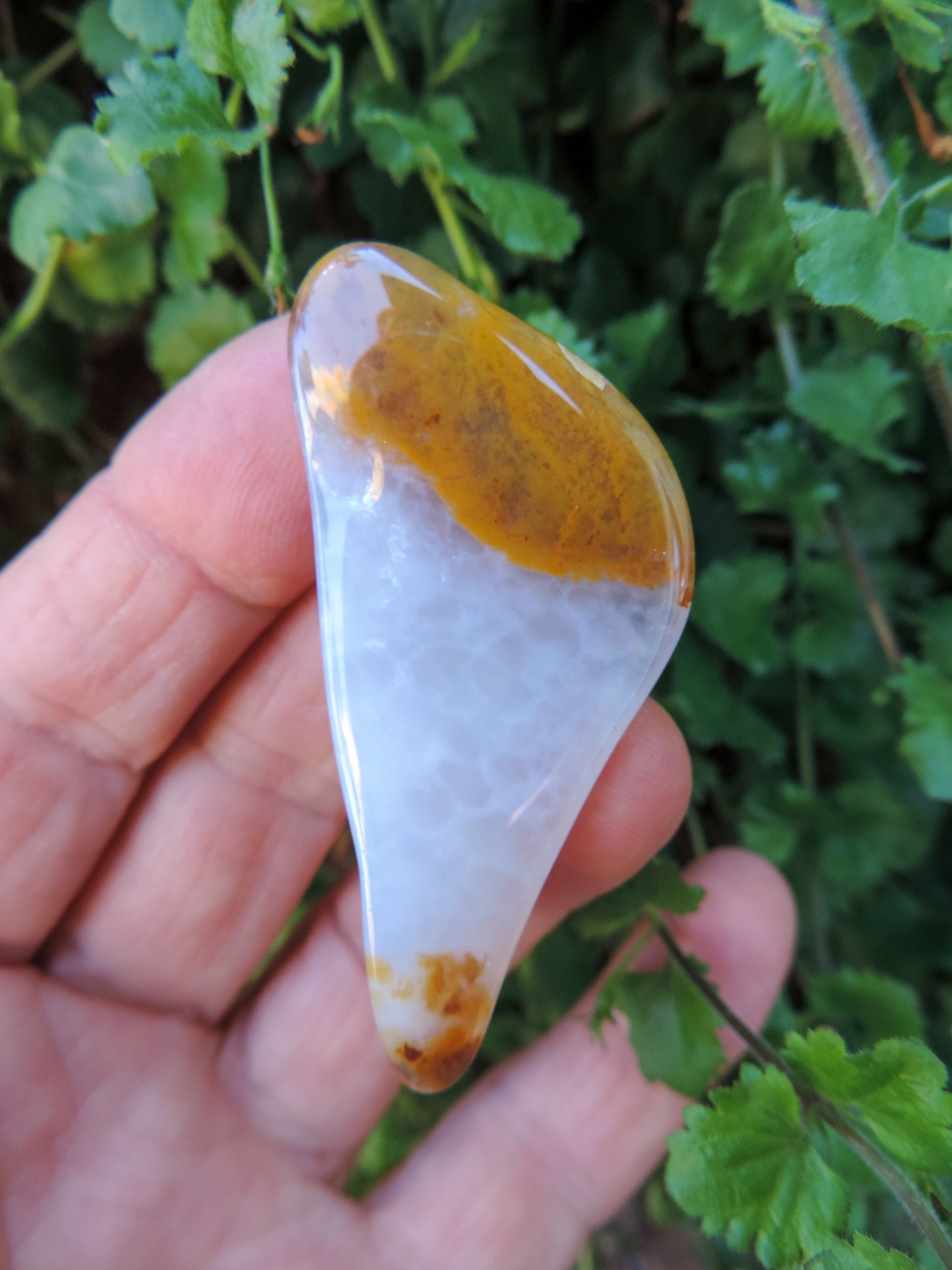 This Montana Madison Blue Agate worry stone is a unique semi-precious gemstone and is truly something special! To have and hold,  your worries seem to melt as you are lured into the fascinating mini blue world of beauty and wonder.  It's a perfect gift for