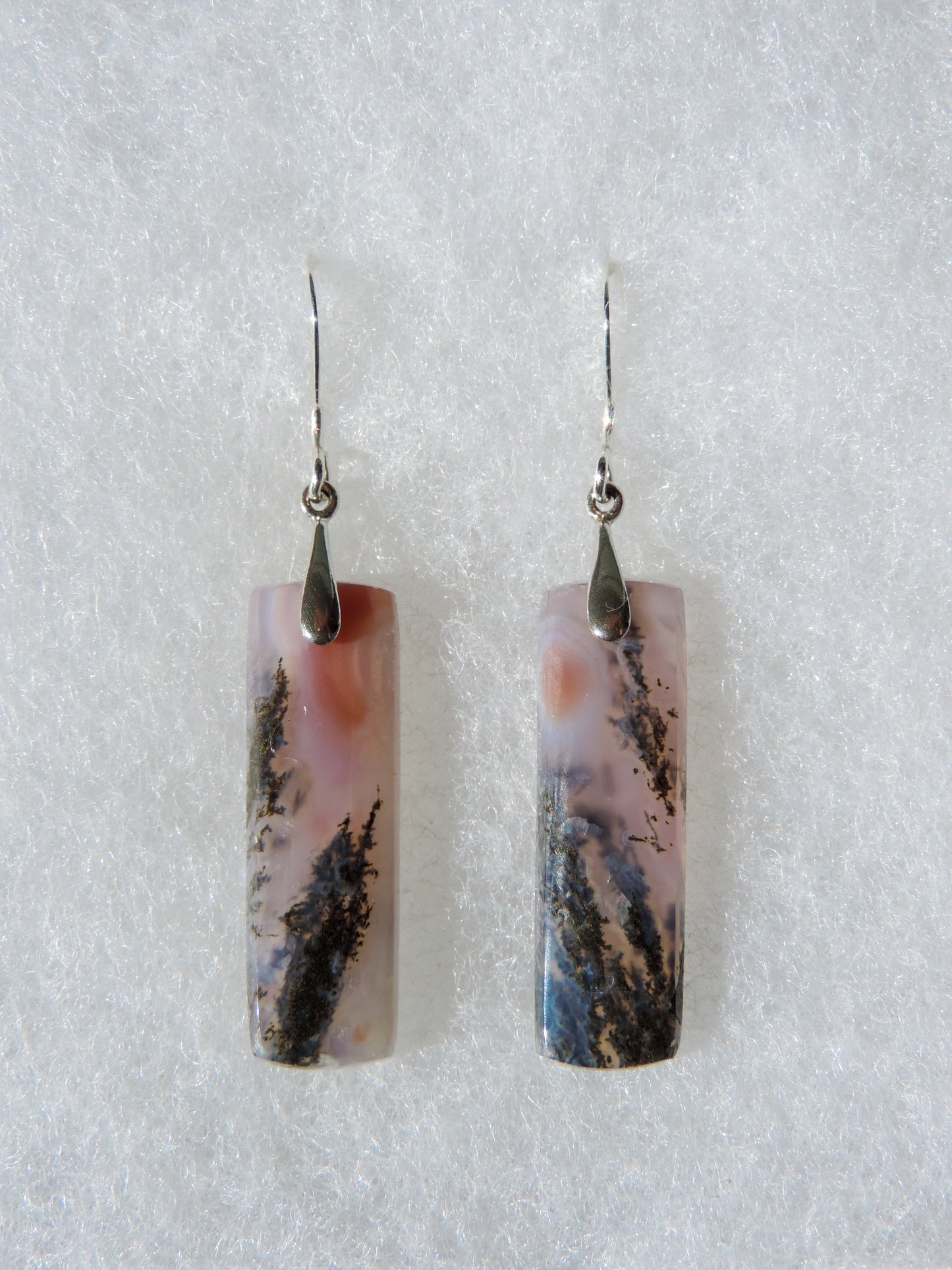Wear some beautiful ONE of a kind Purple Moss Agate Earrings today! The bail and earring wire are authentic 925 sterling silver.