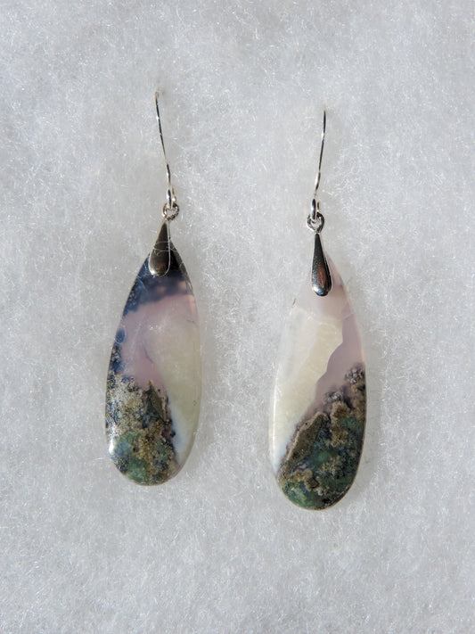 Purple Moss Agate & Sterling Silver Earrings  Purple gemstones hold significant and powerful spiritual qualities.  Purple has been associated with wealth, passion, ambition, magic, awareness, mystery, tranquility, inspiration, understanding, calmness and wisdom to name a few.