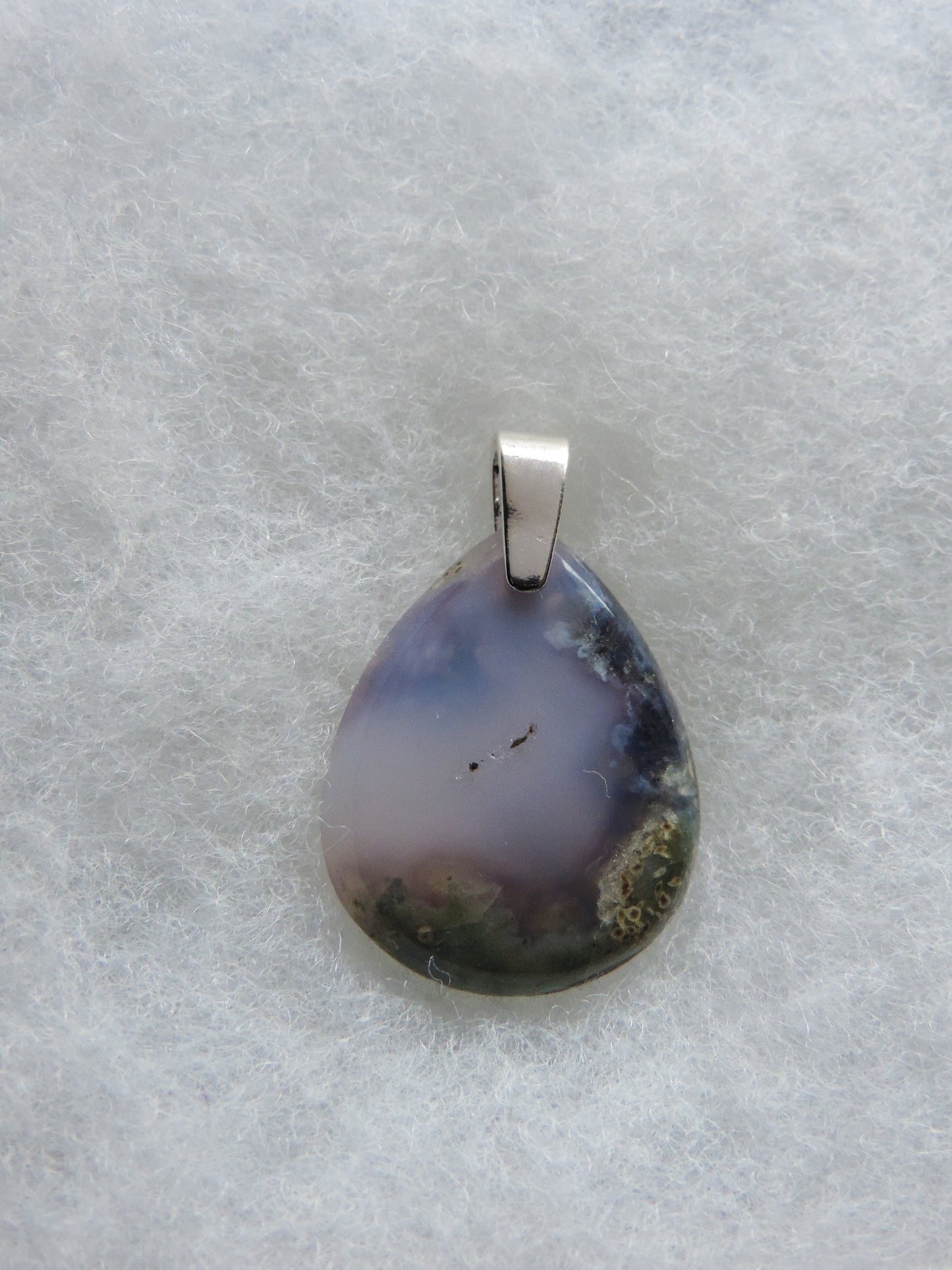 Wear a Purple Moss Agate & Sterling Silver Pendant today and feel the difference! The pendant bail is authentic 925 sterling silver.