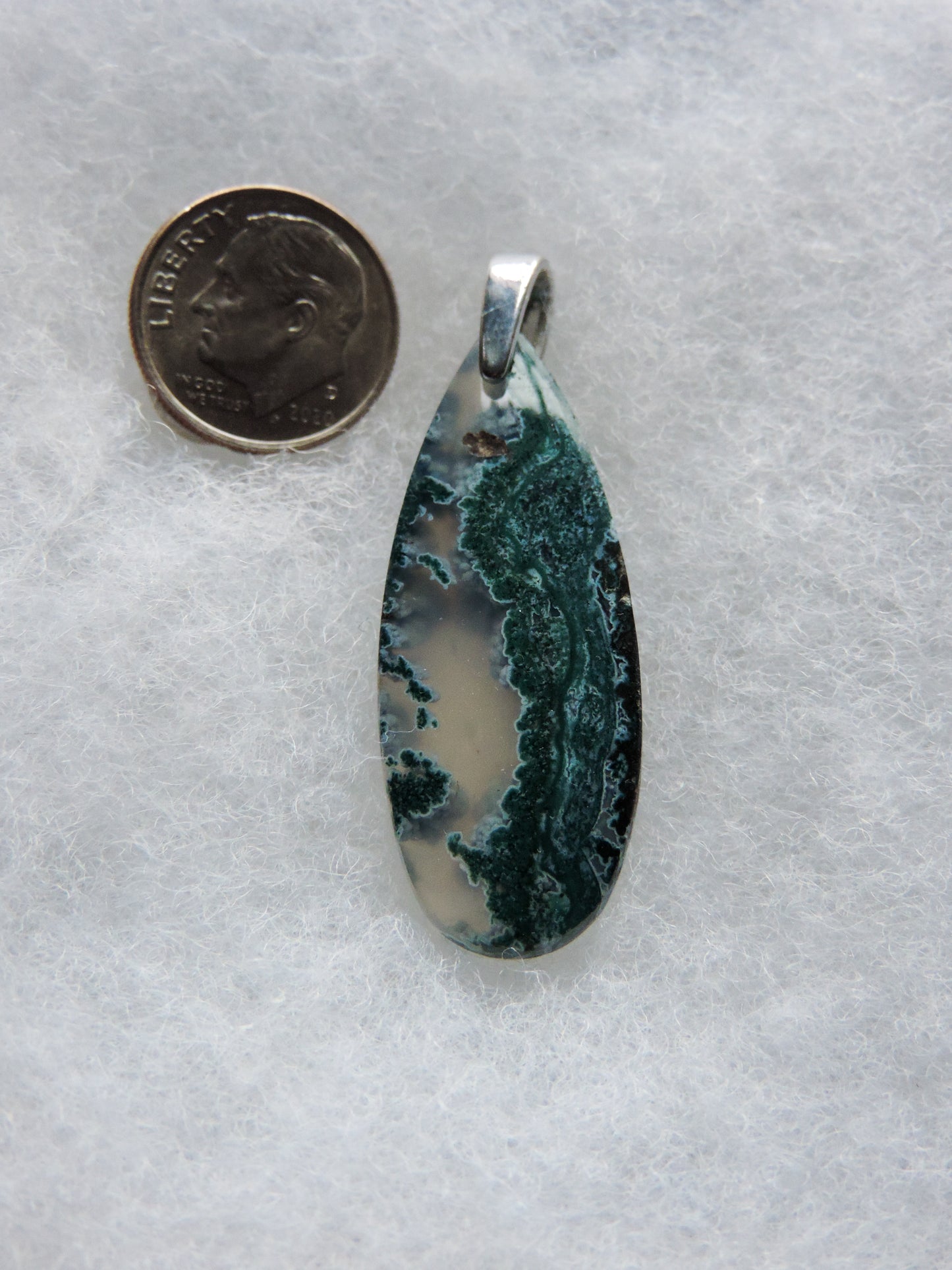 Find your perfect Indonesian Green Moss Agate & Sterling Silver Pendant on our store! The pendant bail is authentic 925 sterling silver.