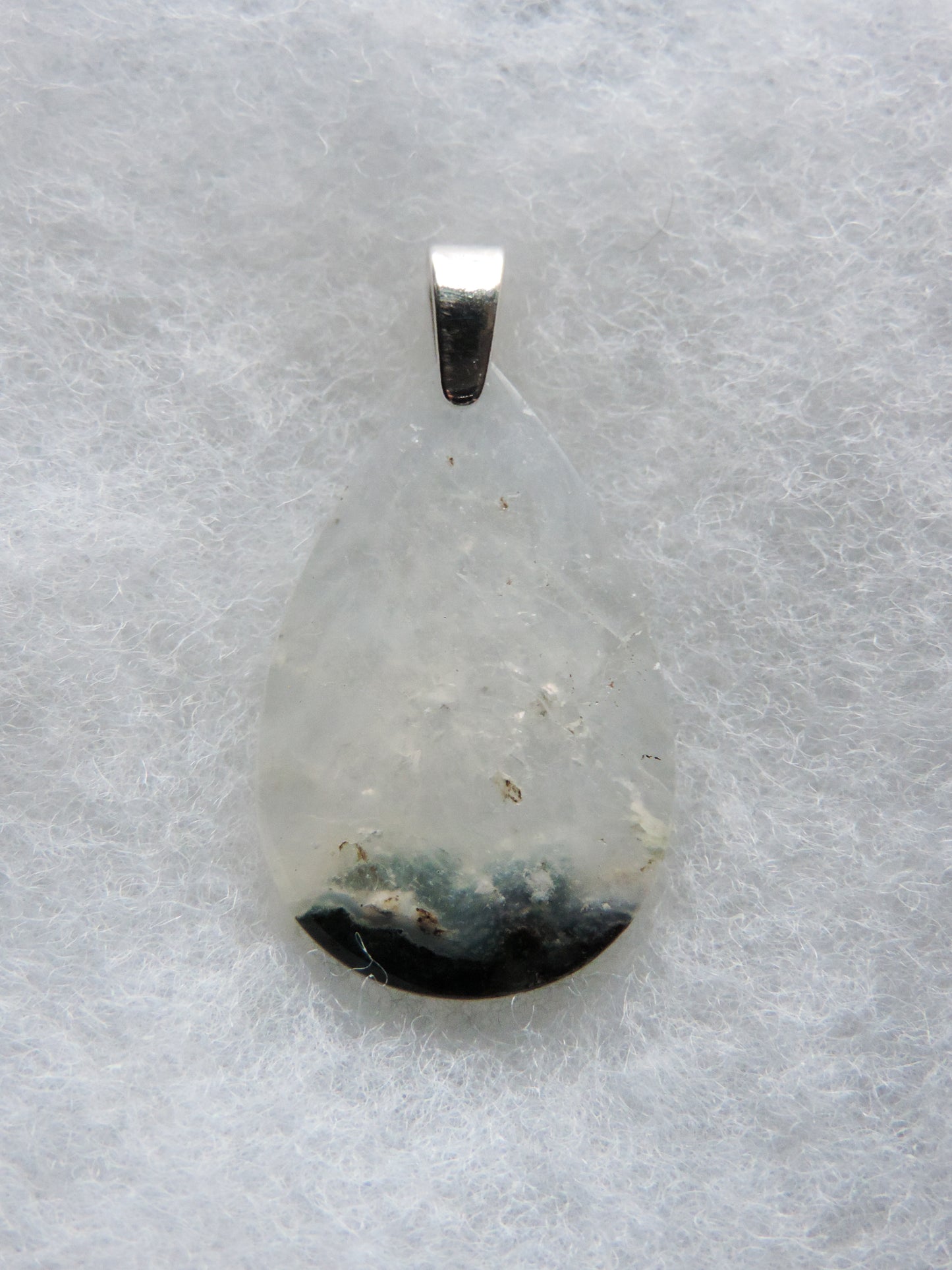 Green Moss Agate & Sterling Silver Pendant. Green Moss Agate from West Java.
