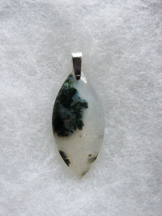 Green Moss Agate & Sterling Silver Pendant.  Green Moss Agate from West Java.  Indonesian Agates exhibit a wide variety of colors and amazing complexity.