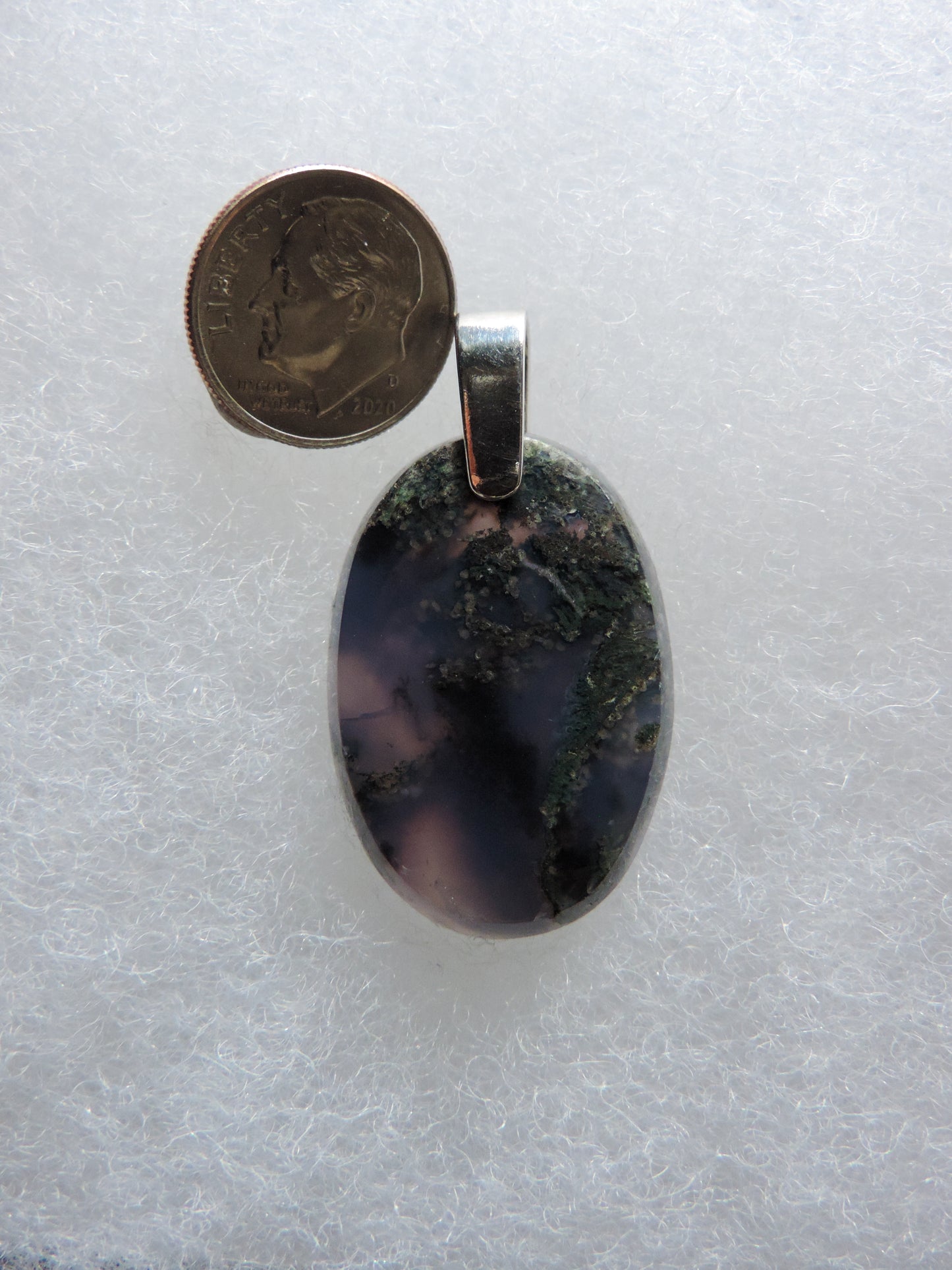 Wear a Purple Moss Agate Pendant today andfeelthedifference! The pendant bail is authentic 925 sterling silver.