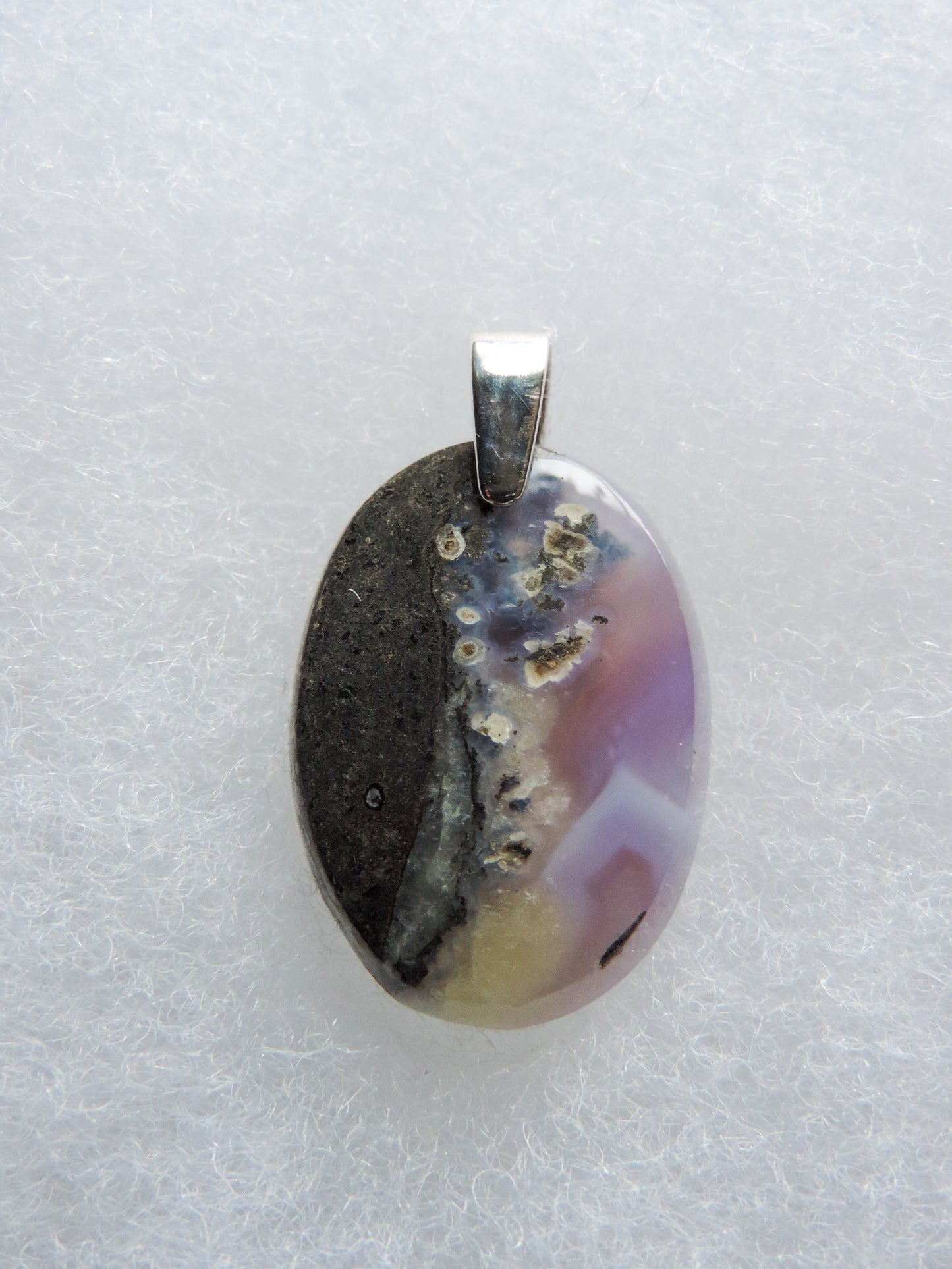 Purple Moss Agate & Sterling Silver Pendant. Purple gemstones hold significant and powerful spiritual qualities