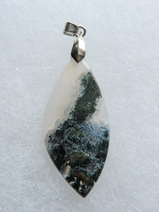 Green Moss Agate & Sterling Silver Pendant.  Green Moss Agate from West Java.  Indonesian Agates exhibit a wide variety of colors and amazing complexity.