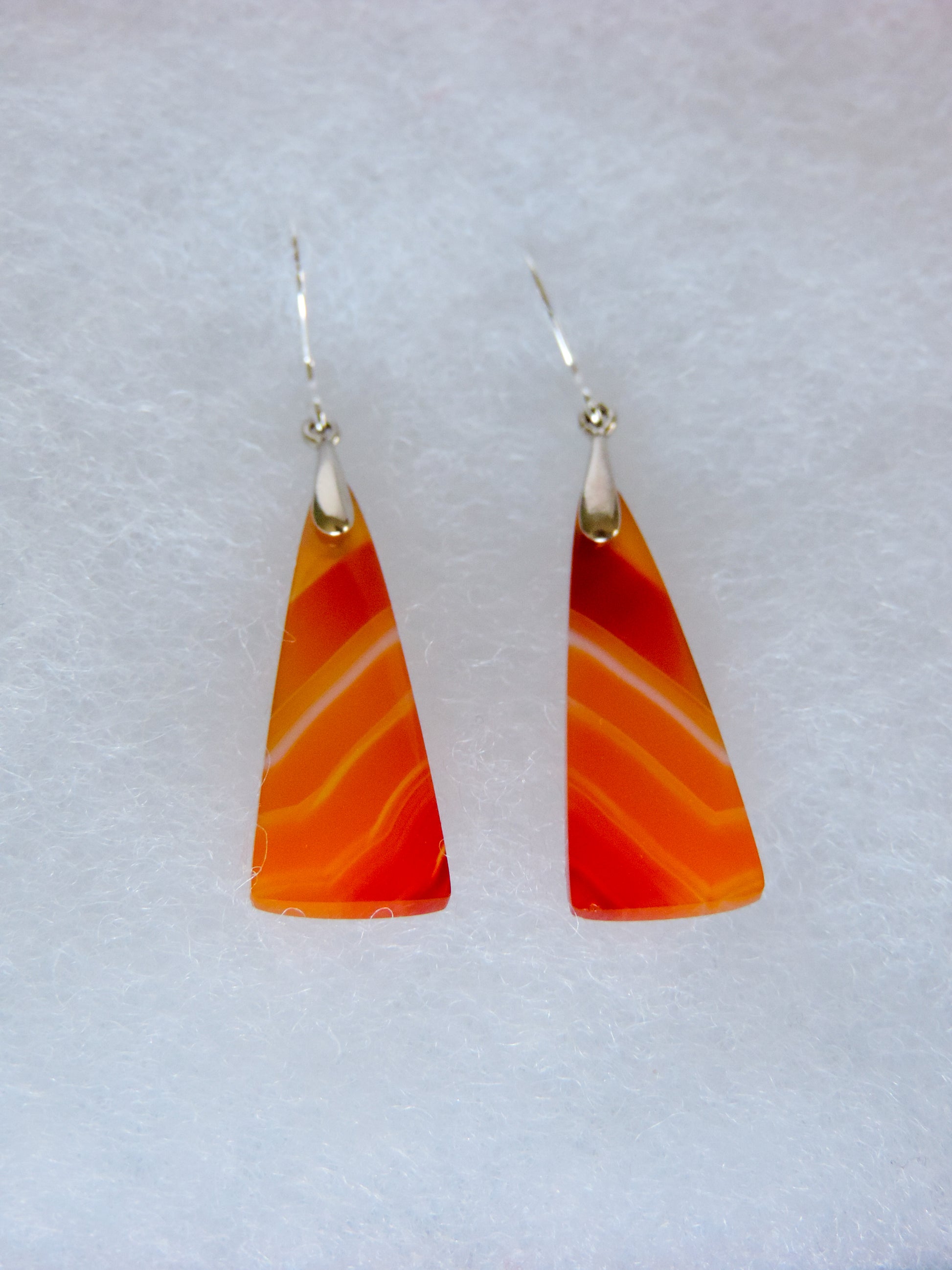 Carnelian Agate & Sterling Silver Earrings.  Indonesian Agates exhibit a wide variety of colors and amazing complexity.  No two agates are exactly alike, each one being a unique and beautiful creation!