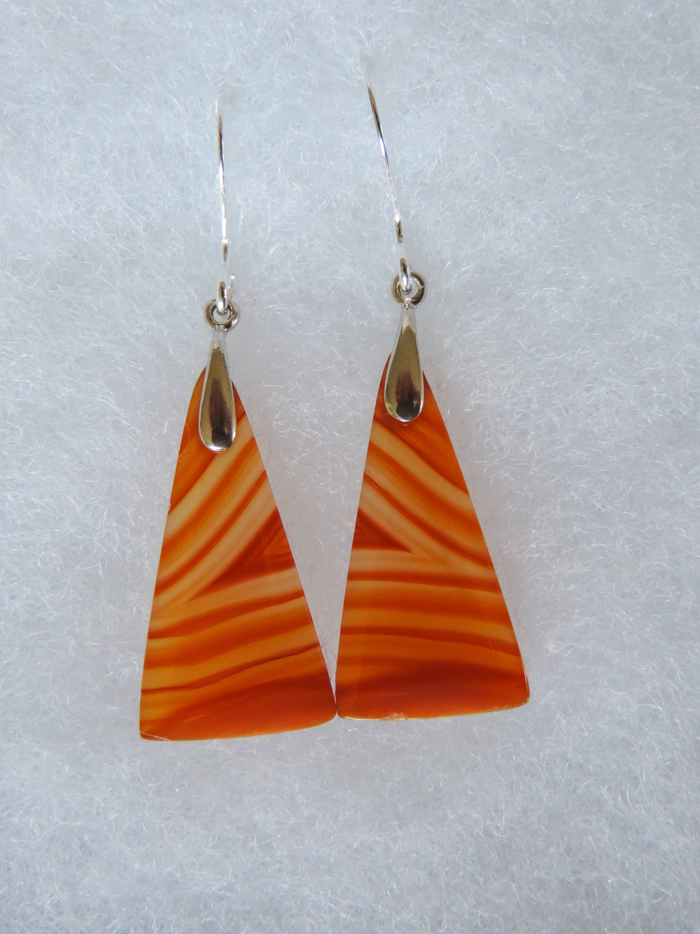 Carnelian Agate & Sterling Silver Earrings.  Indonesian Agates exhibit a wide variety of colors and amazing complexity.  No two agates are exactly alike, each one being a unique and beautiful creation!