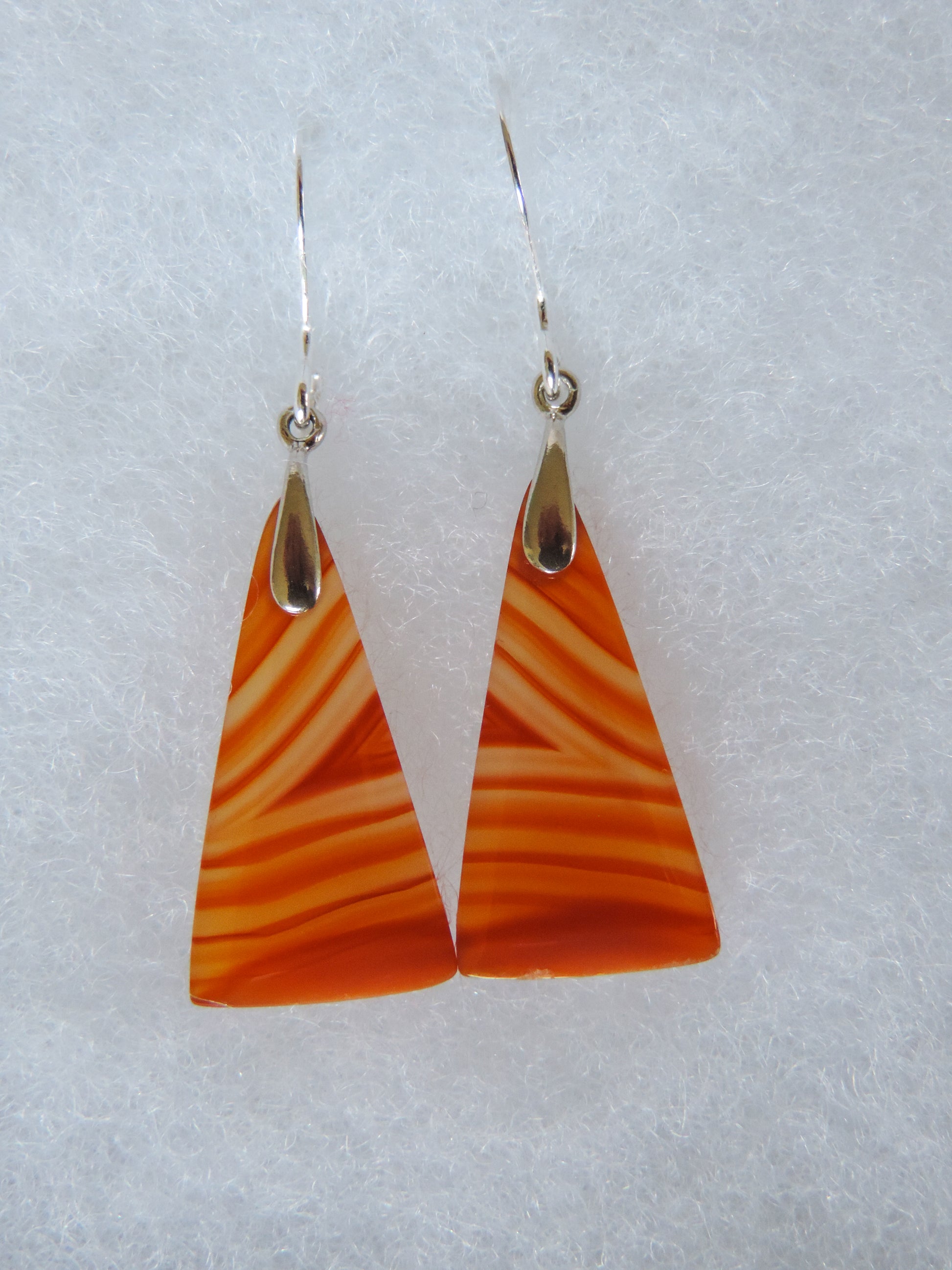 Carnelian Agate & Sterling Silver Earrings.  Indonesian Agates exhibit a wide variety of colors and amazing complexity.  No two agates are exactly alike, each one being a unique and beautiful creation!