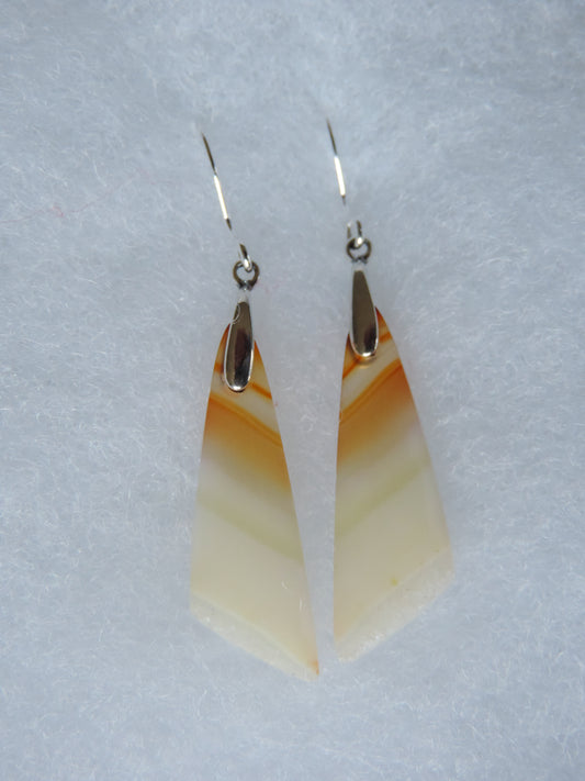Carnelian Agate & Sterling Silver Earrings.  Indonesian Agates exhibit a wide variety of colors and amazing complexity.  No two agates are exactly alike, each one being a unique and beautiful creation!