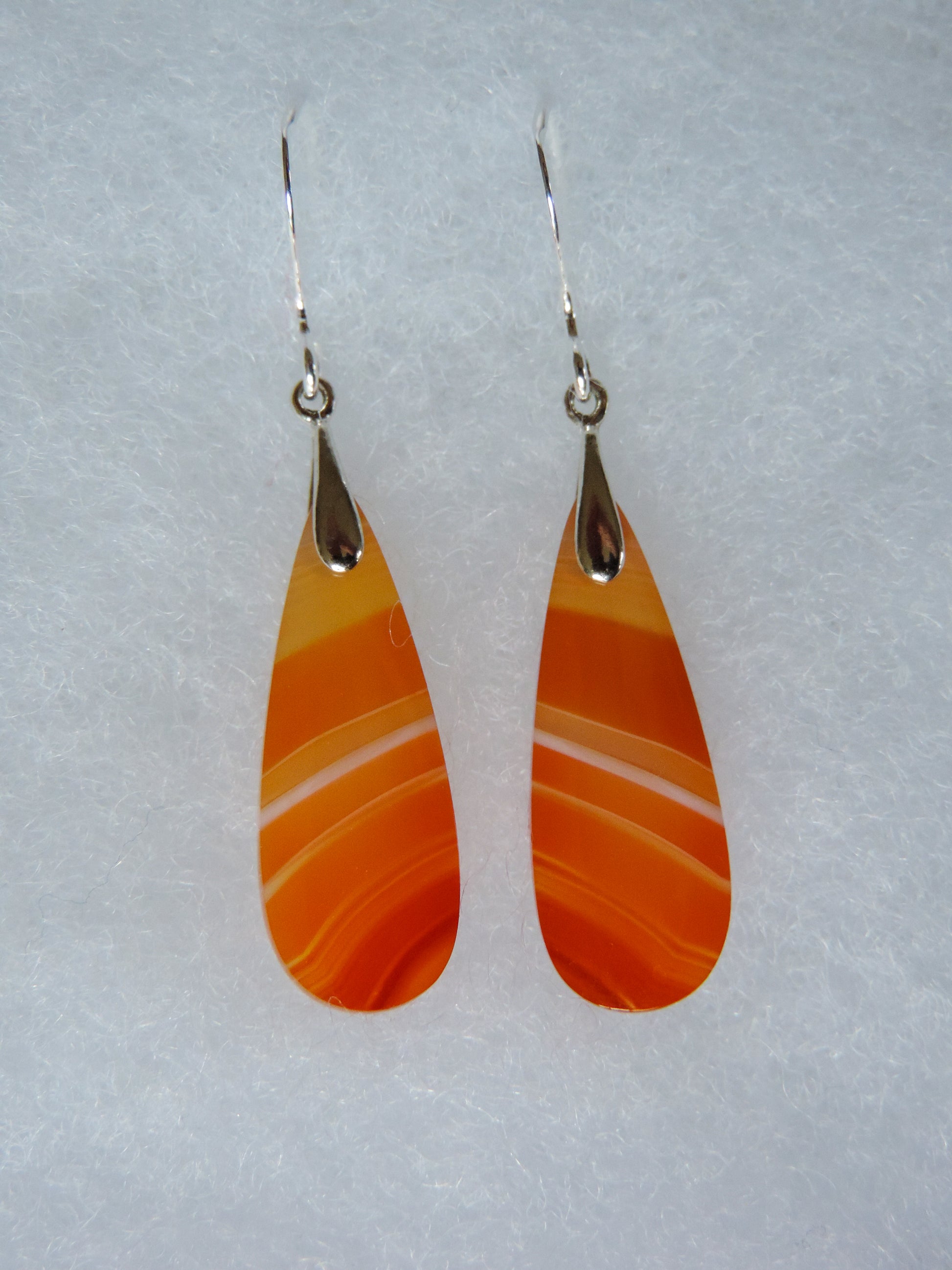 Carnelian Agate & Sterling Silver Earrings.  Indonesian Carnelian Agate Earrings exhibit a wide variety of colors and amazing complexity.  No two agates are exactly alike, each one being a unique and beautiful creation!