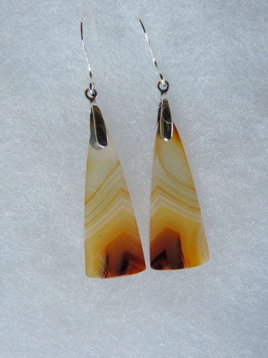 Carnelian Agate & Sterling Silver Earrings.  Indonesian Agates exhibit a wide variety of colors and amazing complexity.  No two agates are exactly alike, each one being a unique and beautiful creation!