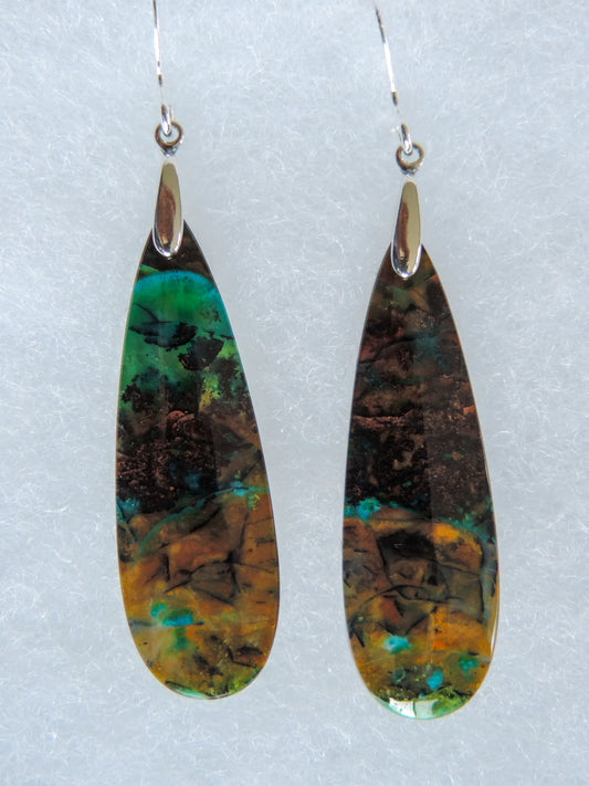 Indonesian Blue Opalized Wood & Sterling Silver Earrings  Feel treasured when you wear these earrings!  Extremely rare and lovely, Indonesian Blue Opalized Wood is a cherished material used by lapidary artists for creating stunning pieces of jewelry.