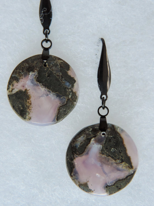 Purple Moss Agate Earrings.  Purple gemstones hold significant and powerful spiritual qualities.  Purple has been associated with wealth, passion, ambition, magic, awareness, mystery, tranquility, inspiration, understanding, calmness and wisdom to name a few.