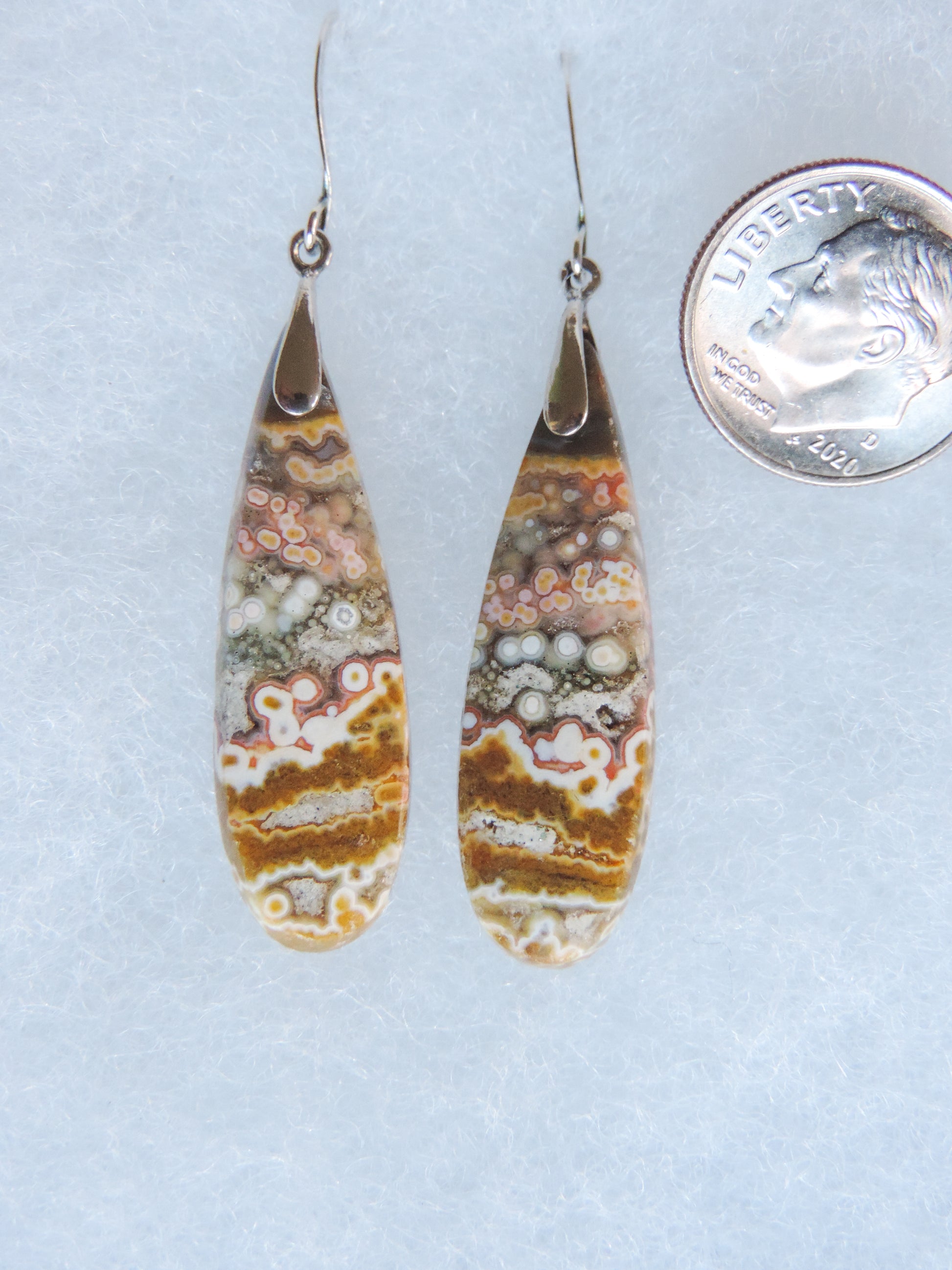 Pick your favorite Indonesian River Jasper & Sterling Silver Earrings and enjoy!     The bail and earring wire are authentic 925 sterling silver.