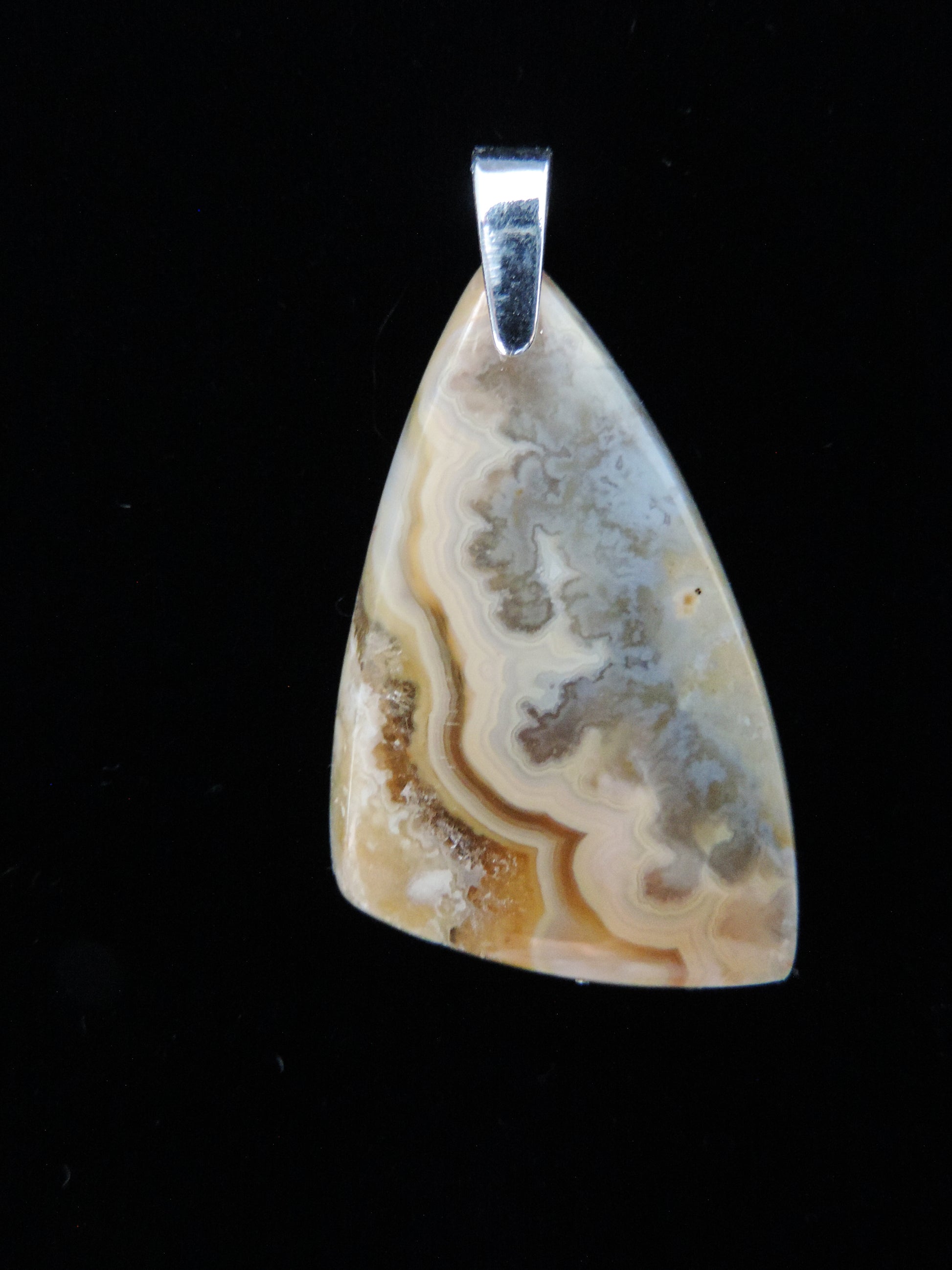 Brown Lace Agate & Sterling Silver Pendant.  Brown Lace Agate from West Sumatra.