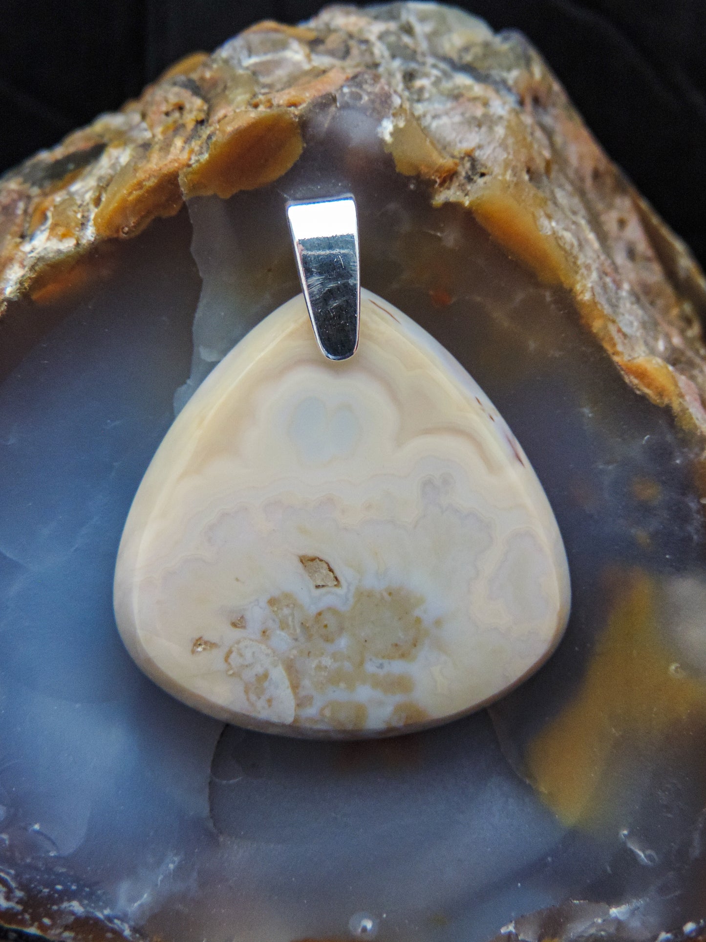 Find your perfect Indonesian Brown Lace Agate & Sterling Silver Pendant on our store!  The pendant bail is authentic 925 sterling silver. 