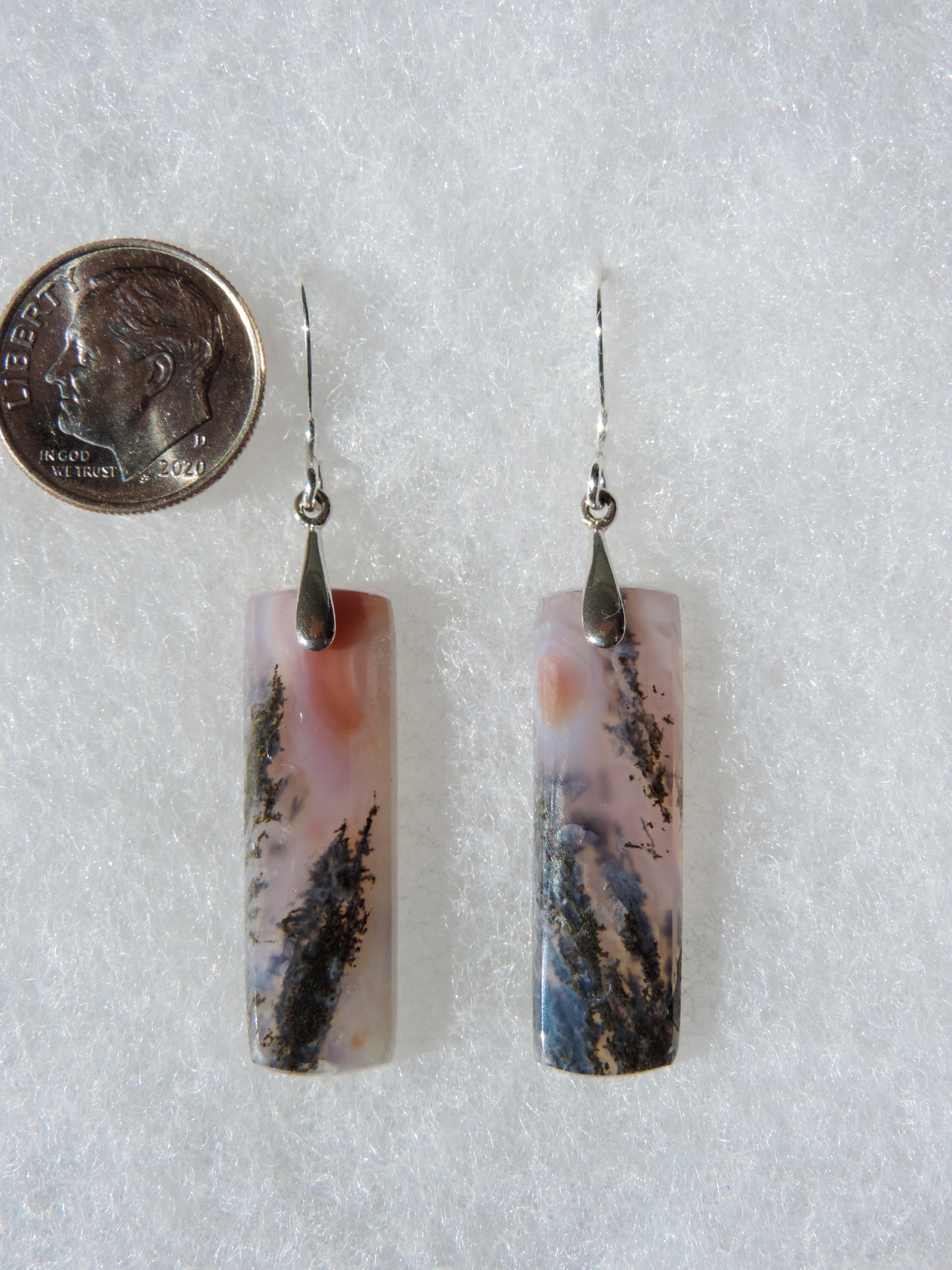 Purple Moss Agate & Sterling Silver Earrings.  Purple gemstones hold significant and powerful spiritual qualities.  Purple has been associated with wealth, passion, ambition, magic, awareness, mystery, tranquility, inspiration, understanding, calmness and wisdom to name a few. 