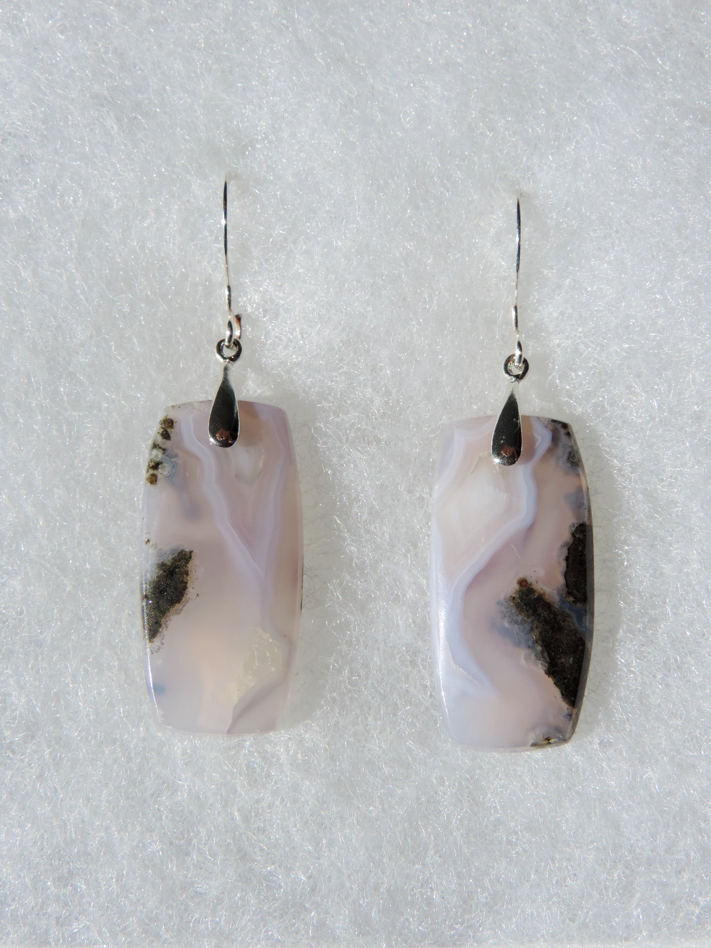 Purple Moss Agate & Sterling Silver Earrings.  Purple gemstones hold significant and powerful spiritual qualities.  Purple has been associated with wealth, passion, ambition, magic, awareness, mystery, tranquility, inspiration, understanding, calmness and wisdom to name a few. 