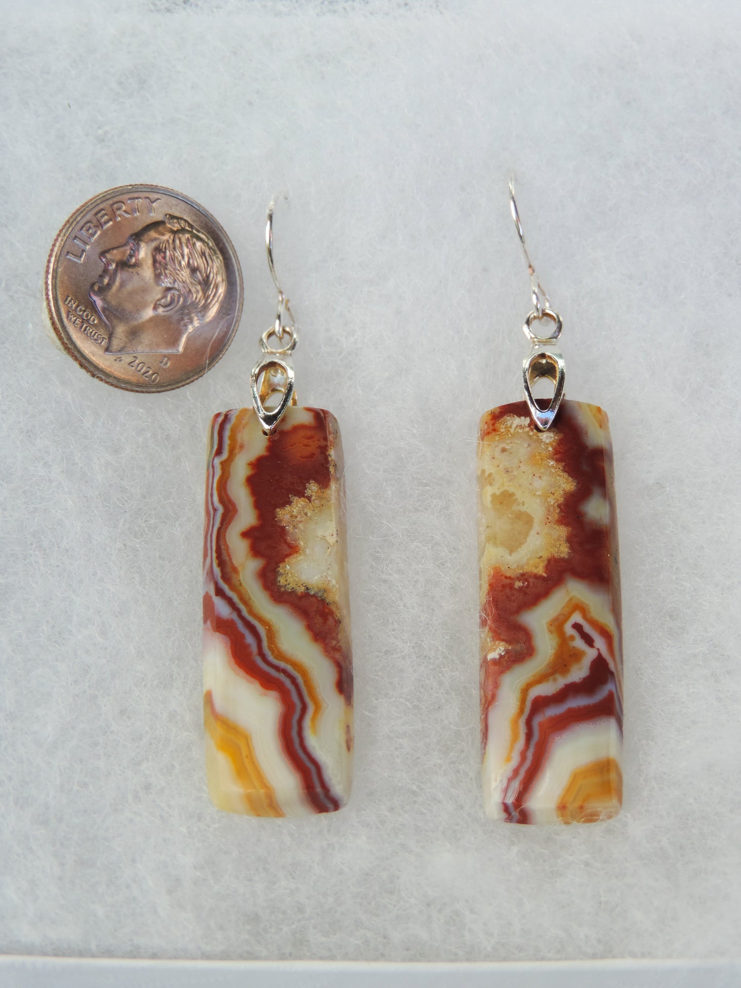 Lace Agate & Sterling Silver Earrings.  Indonesian Lace Agate earrings exhibit a wide variety of colors and amazing complexity.  No two agates are exactly alike, each one being a unique and beautiful creation