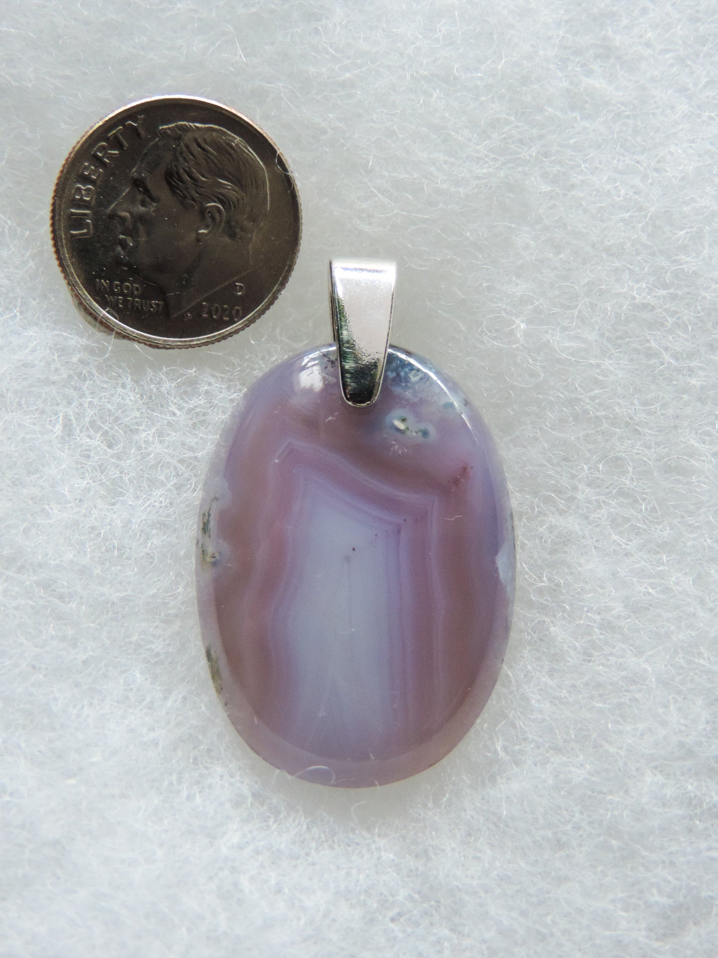 Purple Moss Agate & Sterling Silver Pendant