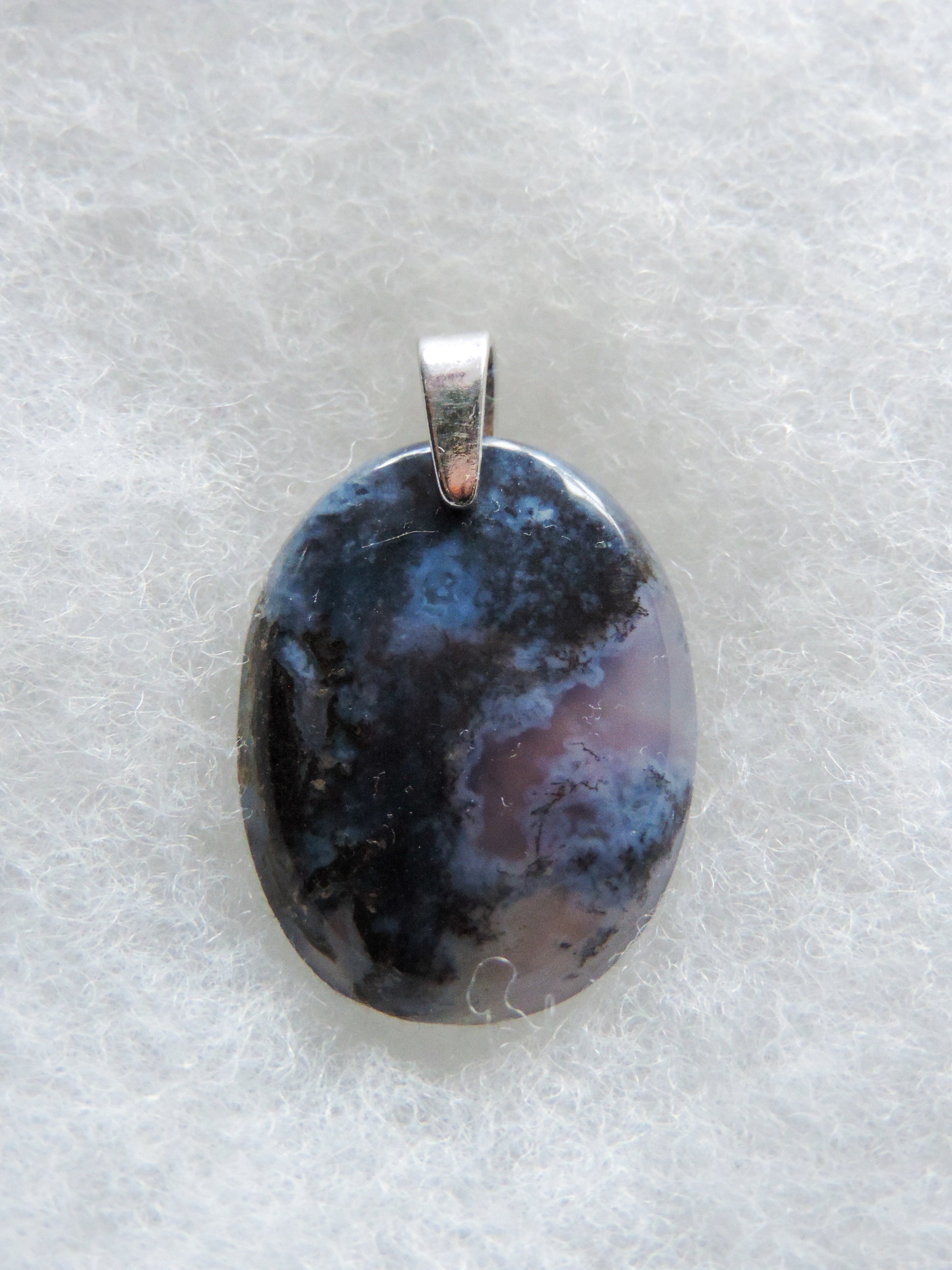 Wear a Purple Moss Agate & Sterling Silver Pendant today and feel the difference!  The pendant bail is authentic 925 sterling silver.