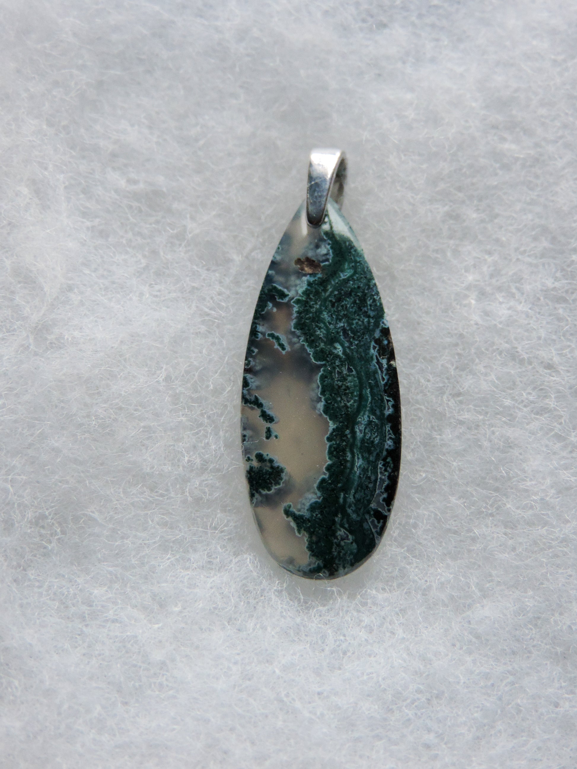 Green Moss Agate & Sterling Silver Pendant.  Green Moss Agate from West Java.