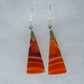 Carnelian Agate & Sterling Silver Earrings  Indonesian Agates exhibit a wide variety of colors and amazing complexity.  No two agates are exactly alike, each one being a unique and beautiful creation!  Agates with multiple bands of color are known as fortification agates, those with dendritic or moss looking inclusions are referred to as moss agate and many others are given descriptive names relative to their appearance or where they are found. 