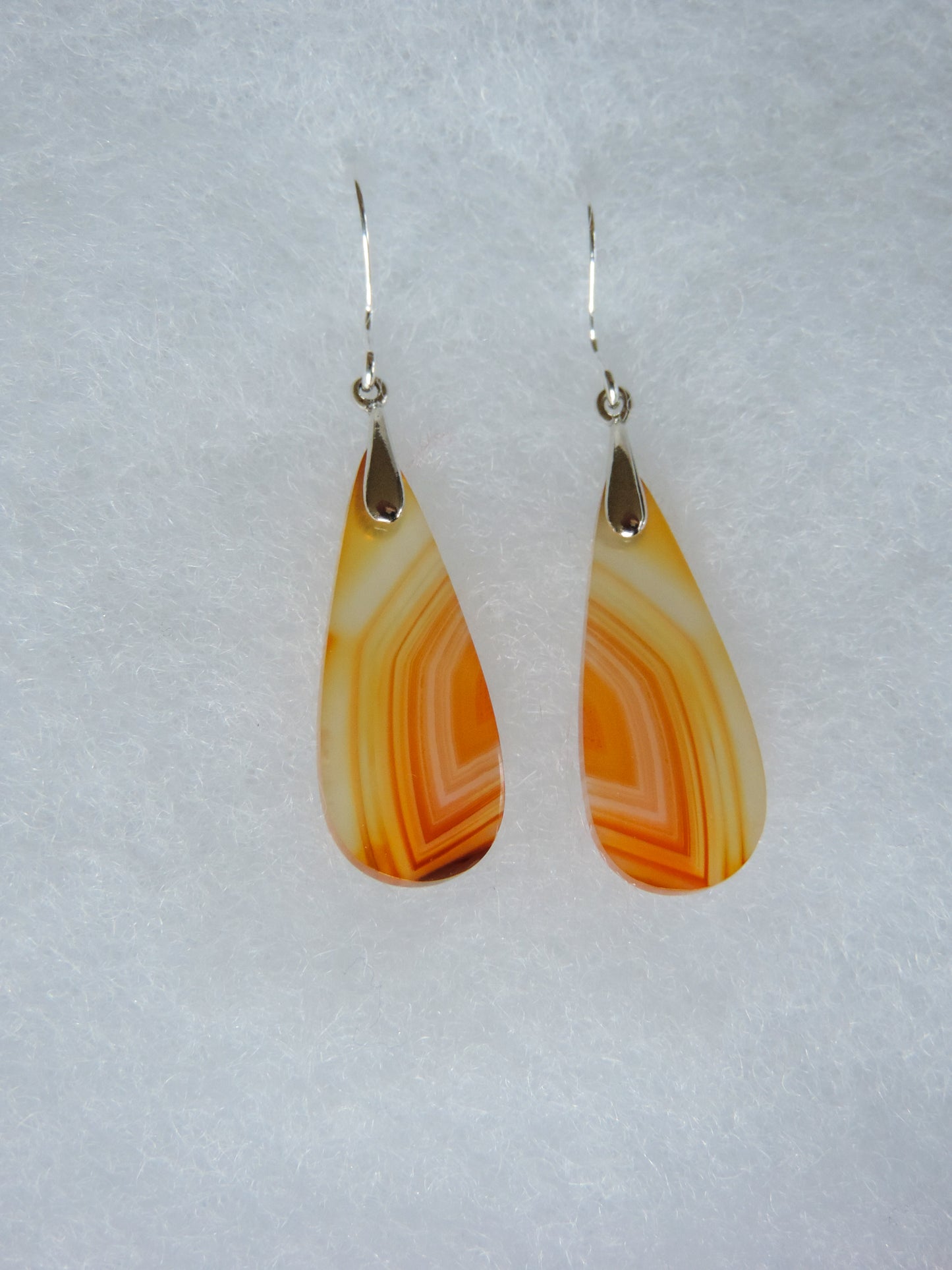 Carnelian Agate & Sterling Silver Earrings.  Indonesian Carnelian Agate Earrings exhibit a wide variety of colors and amazing complexity.  No two agates are exactly alike, each one being a unique and beautiful creation!  