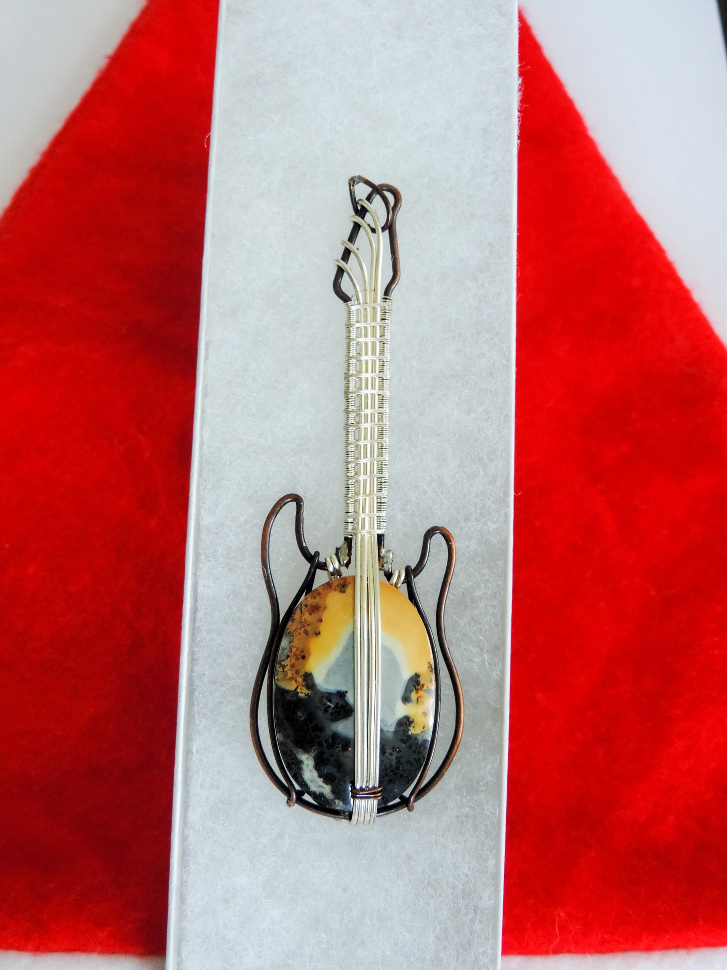 Maligano Jasper and Mixed Metals Guitar Pendant  One of a kind pendant that shows off your unique taste