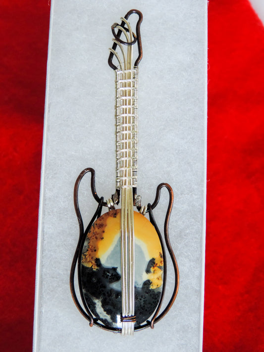 Maligano Jasper and Mixed Metals Guitar Pendant  One of a kind pendant that shows off your unique taste!