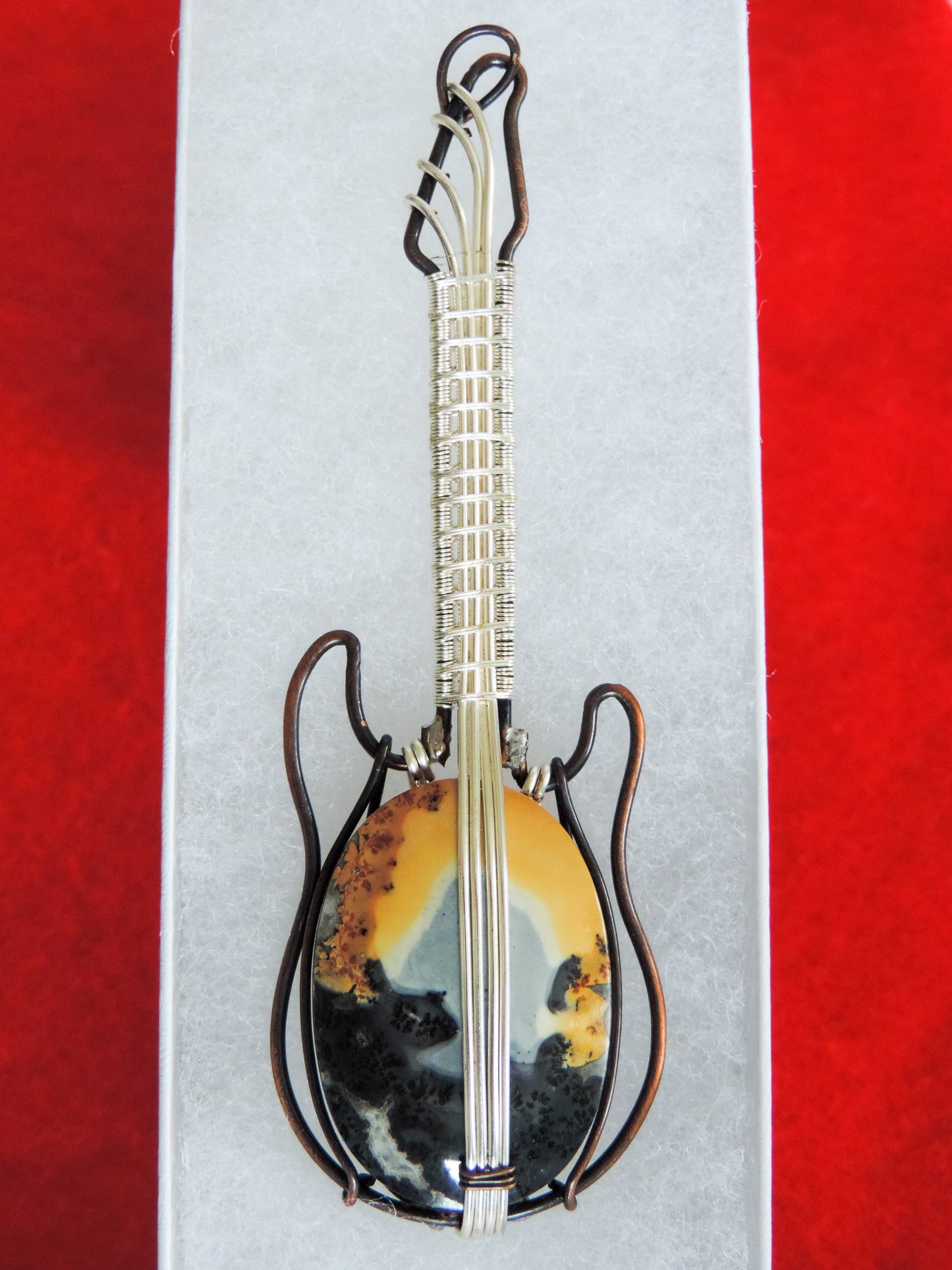 Maligano Jasper and Mixed Metals Guitar Pendant