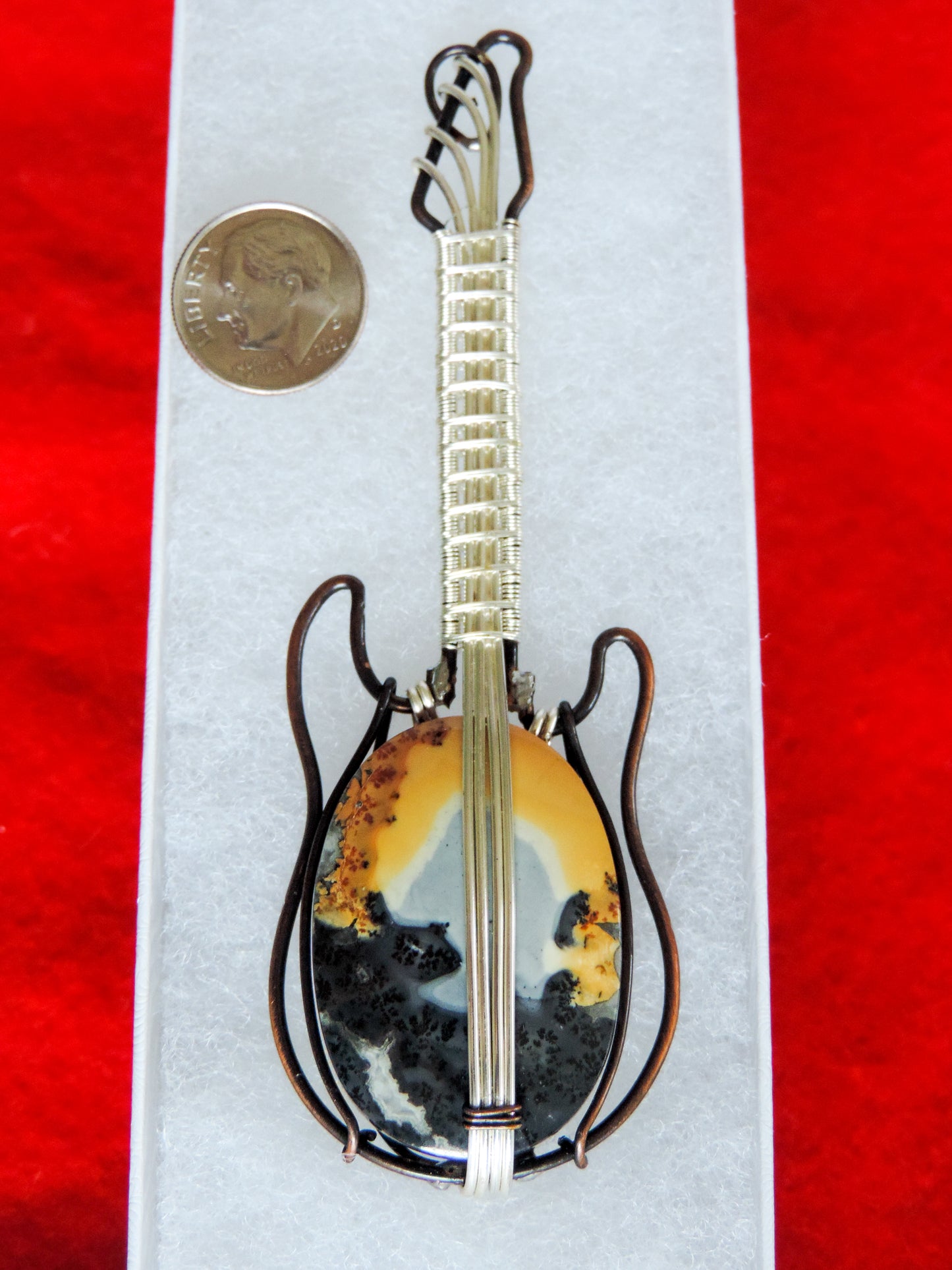 Maligano Jasper and Mixed Metals Guitar Pendant