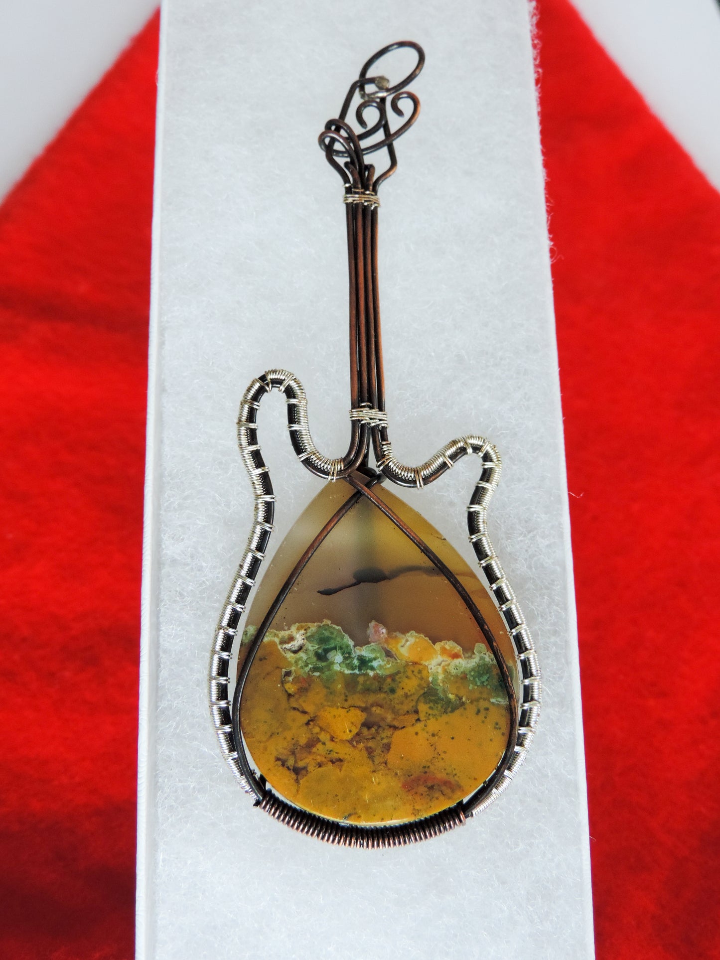 Moss Agate Guitar Pendant