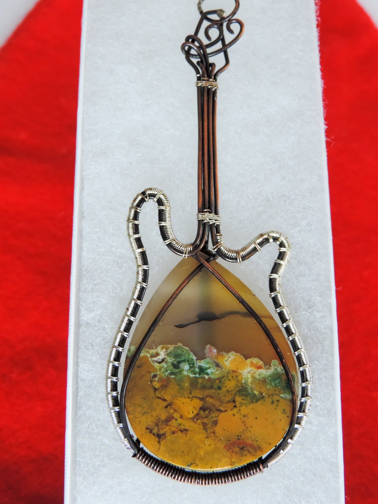 Moss Agate Guitar Pendant