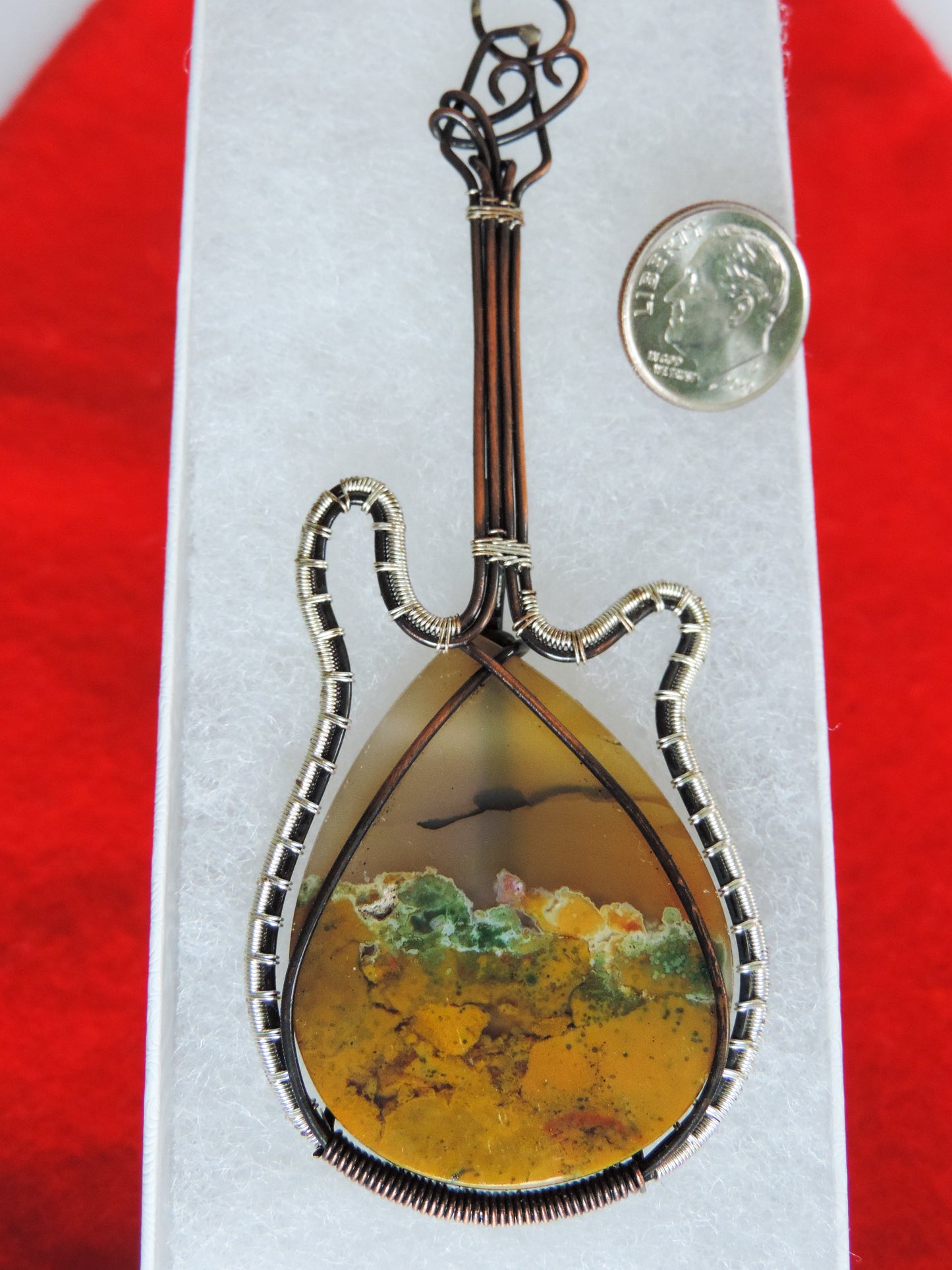 Moss Agate Guitar Pendant