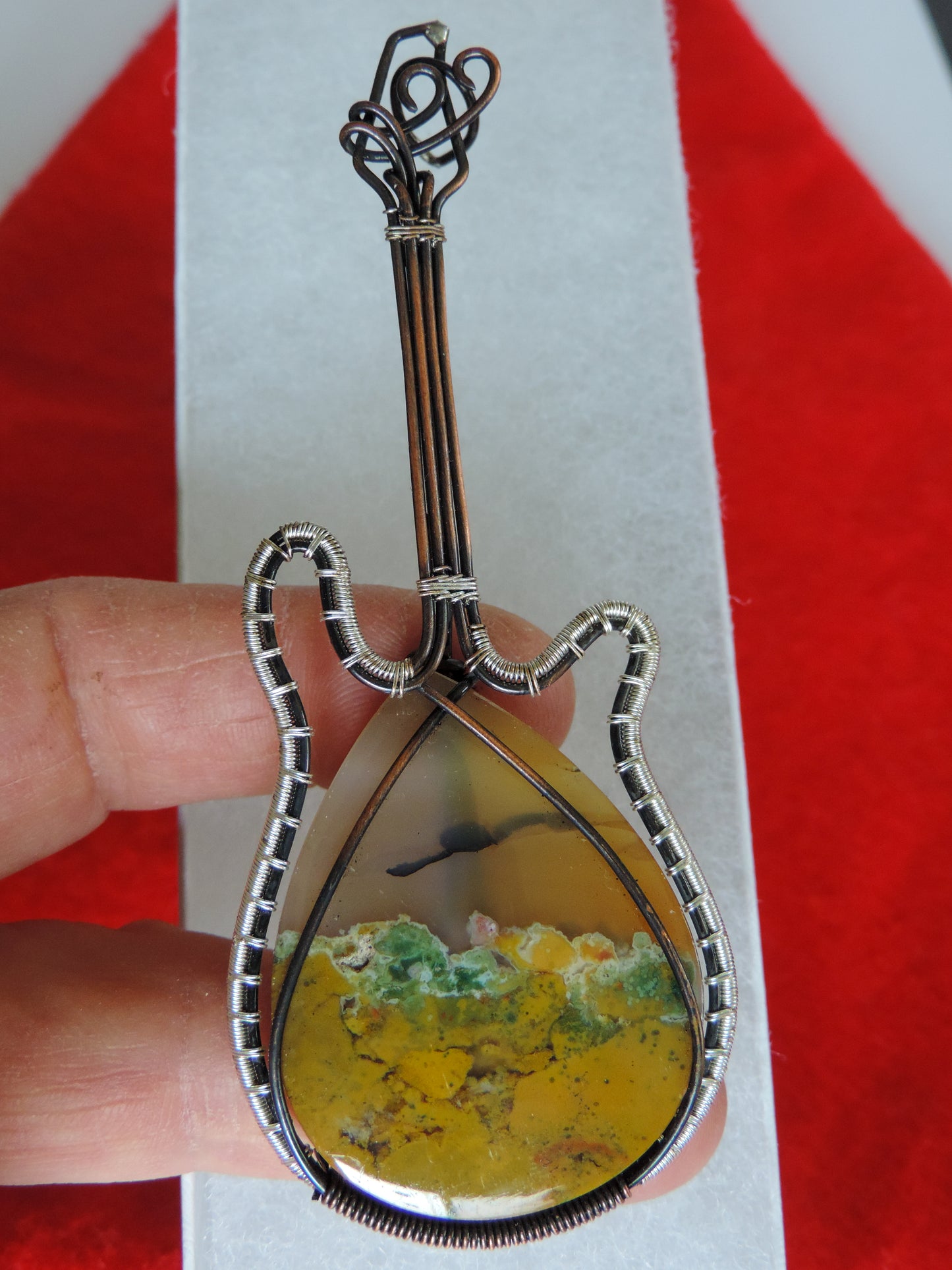 Moss Agate Guitar Pendant