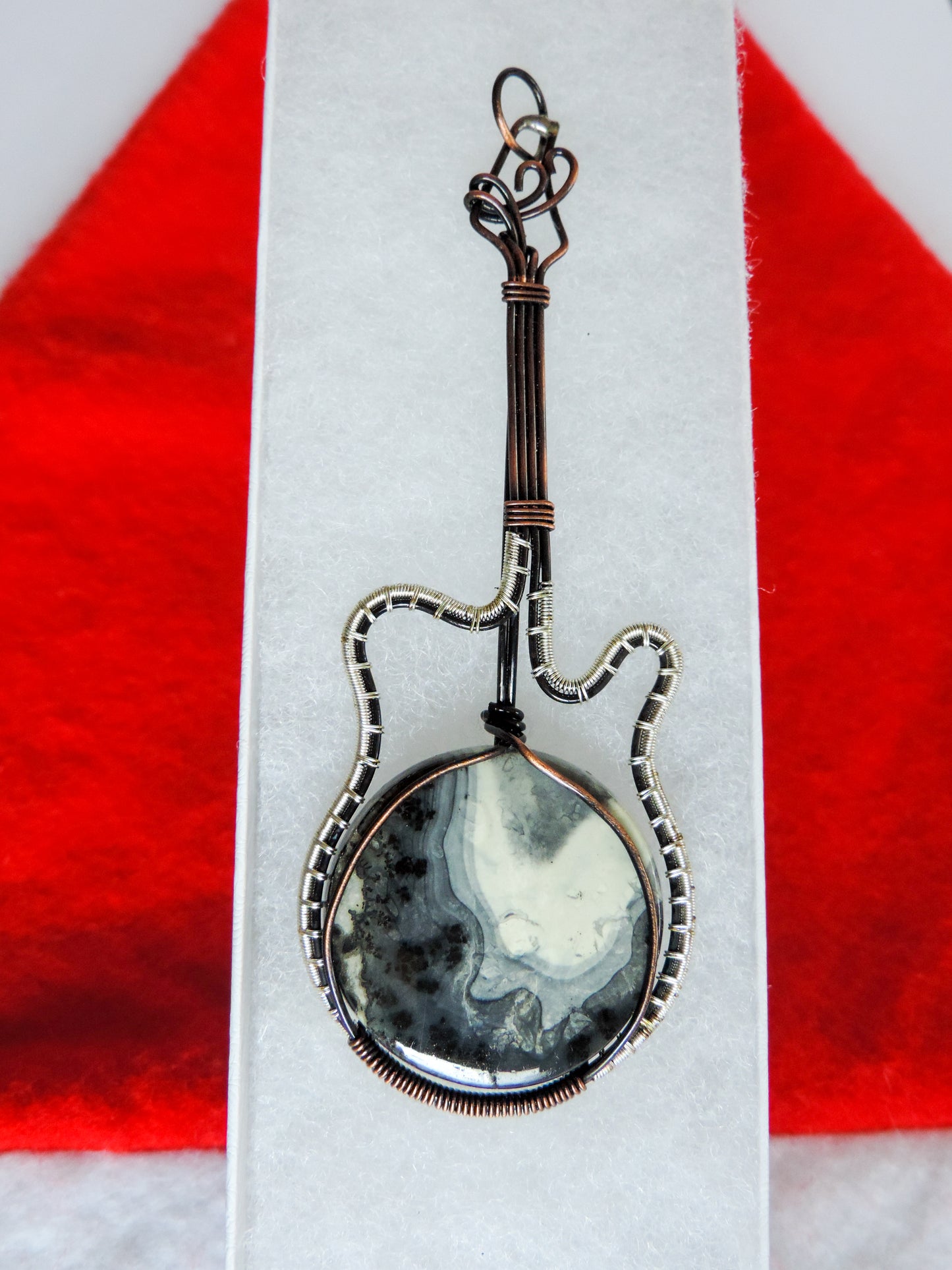 Maligano Jasper and Mixed Metals Guitar Pendant