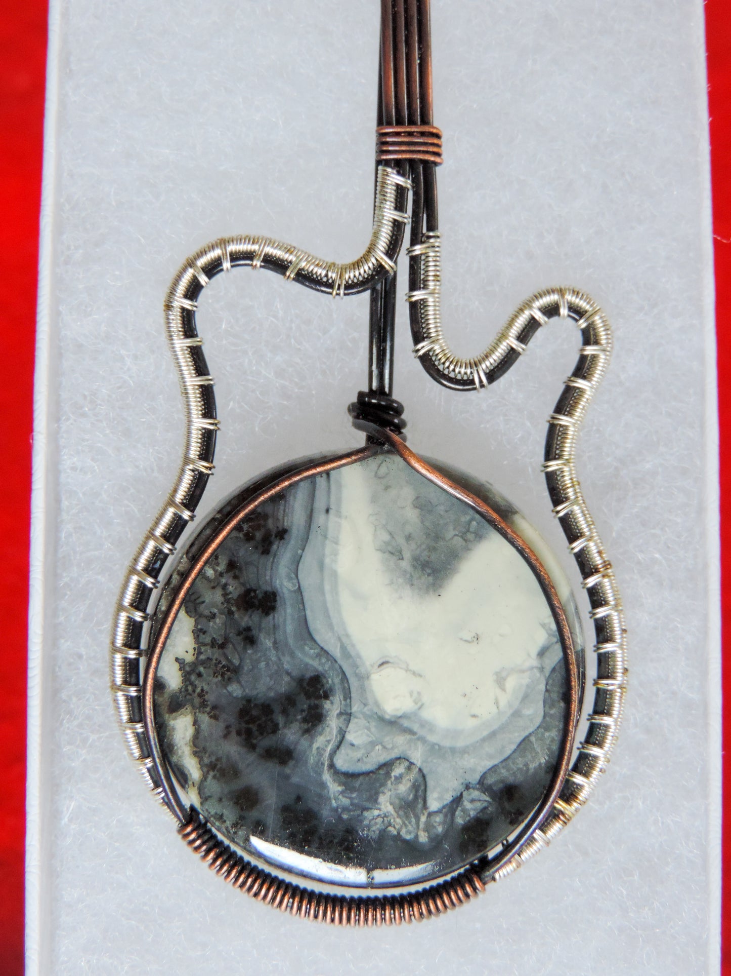 Maligano Jasper and Mixed Metals Guitar Pendant.  Maligano Jasper and Mixed Metals  One of a kind pendant that shows off your unique taste!