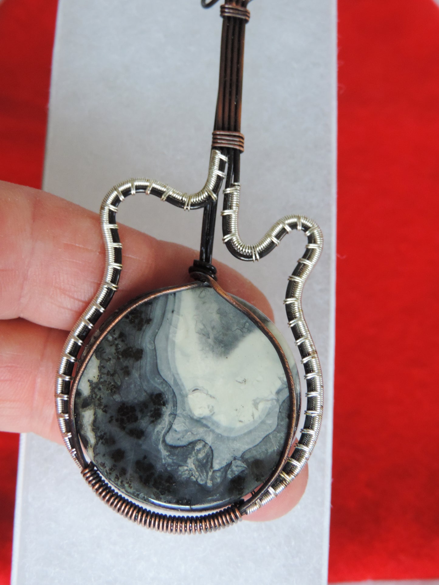 Maligano Jasper and Mixed Metals Guitar Pendant