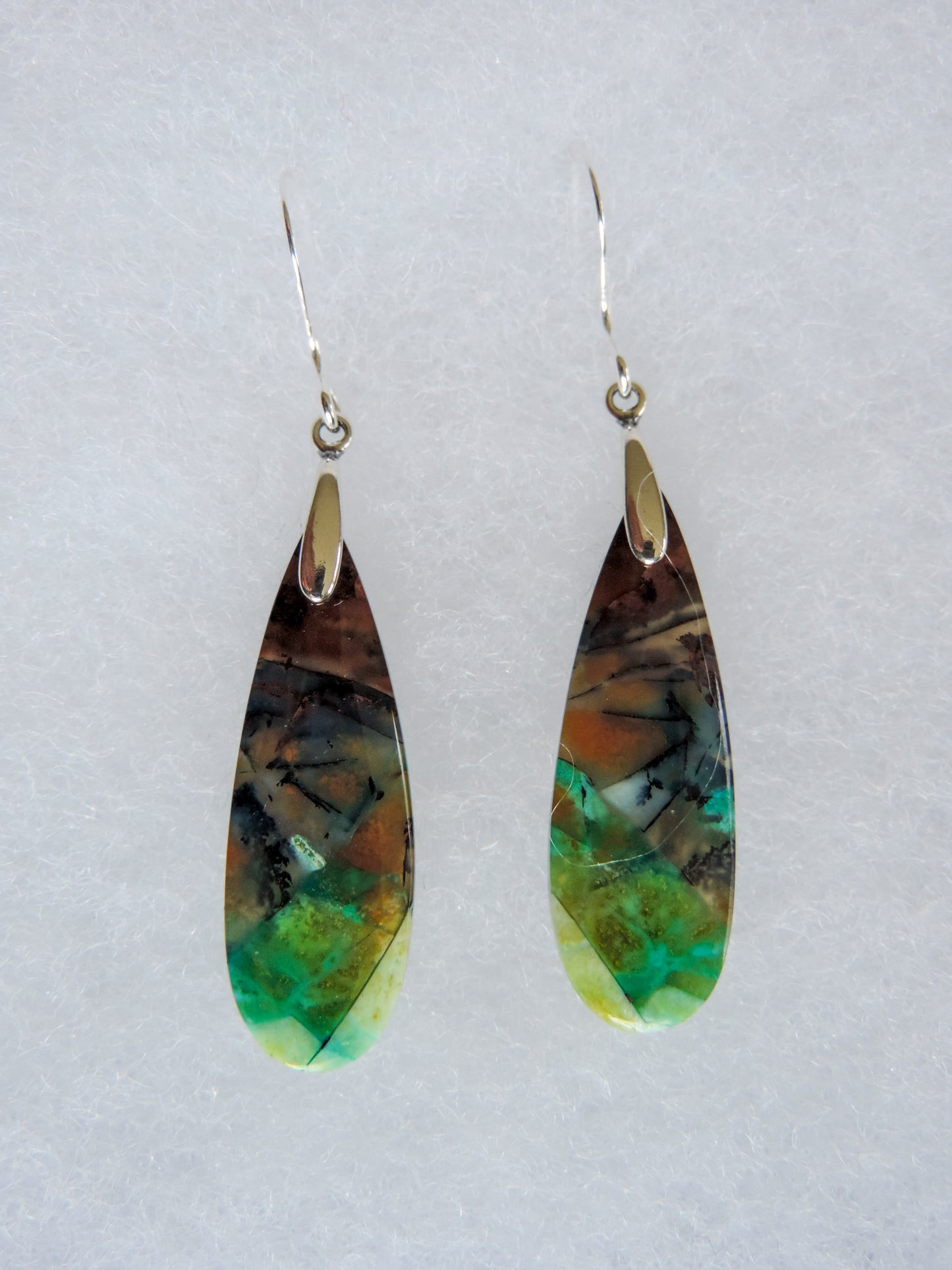 Indonesian Blue Opalized Wood & Sterling Silver Earrings.  Feel treasured when you wear these earrings!