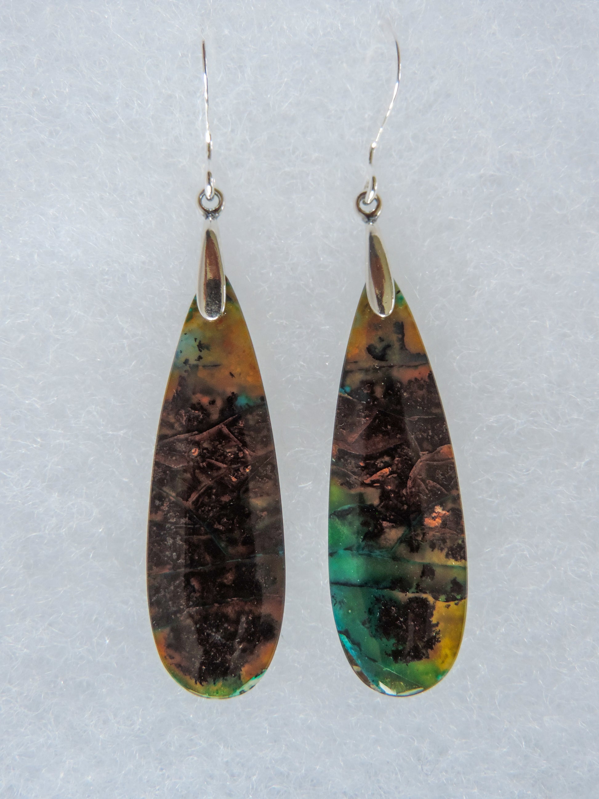 Indonesian Blue Opalized Wood & Sterling Silver.  Feel treasured when you wear these earrings!