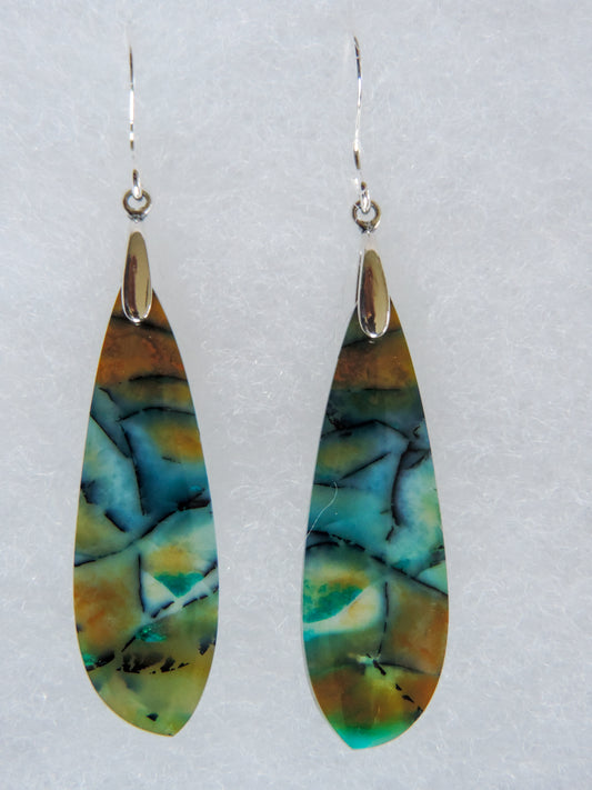 Indonesian Blue Opalized Wood & Sterling Silver Earrings.  Feel treasured when you wear these earrings!