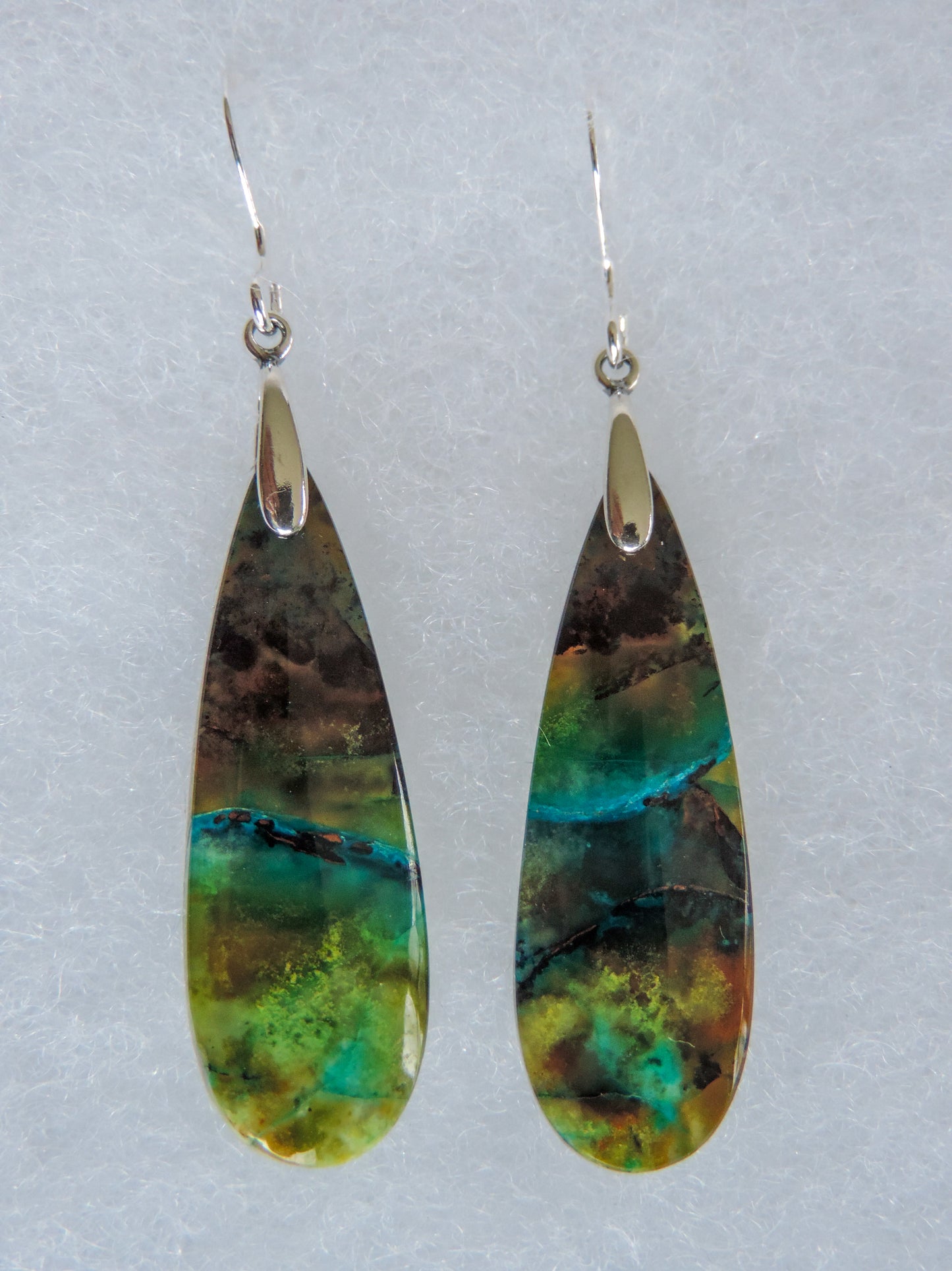 Feel treasured when you wear these Indonesian Blue Opalized Wood & Sterling Silver Earrings!