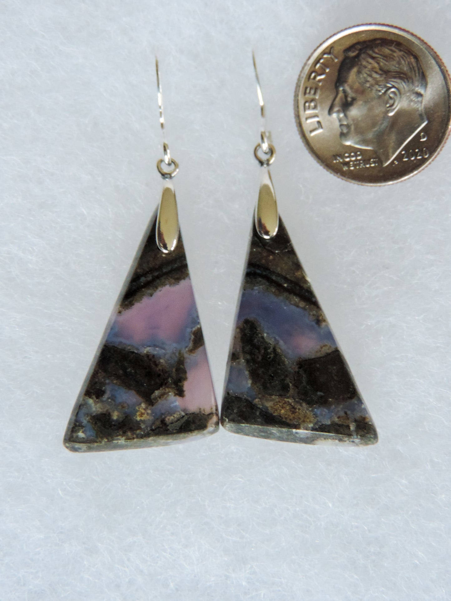 Purple Moss Agate & Sterling Silver Earrings