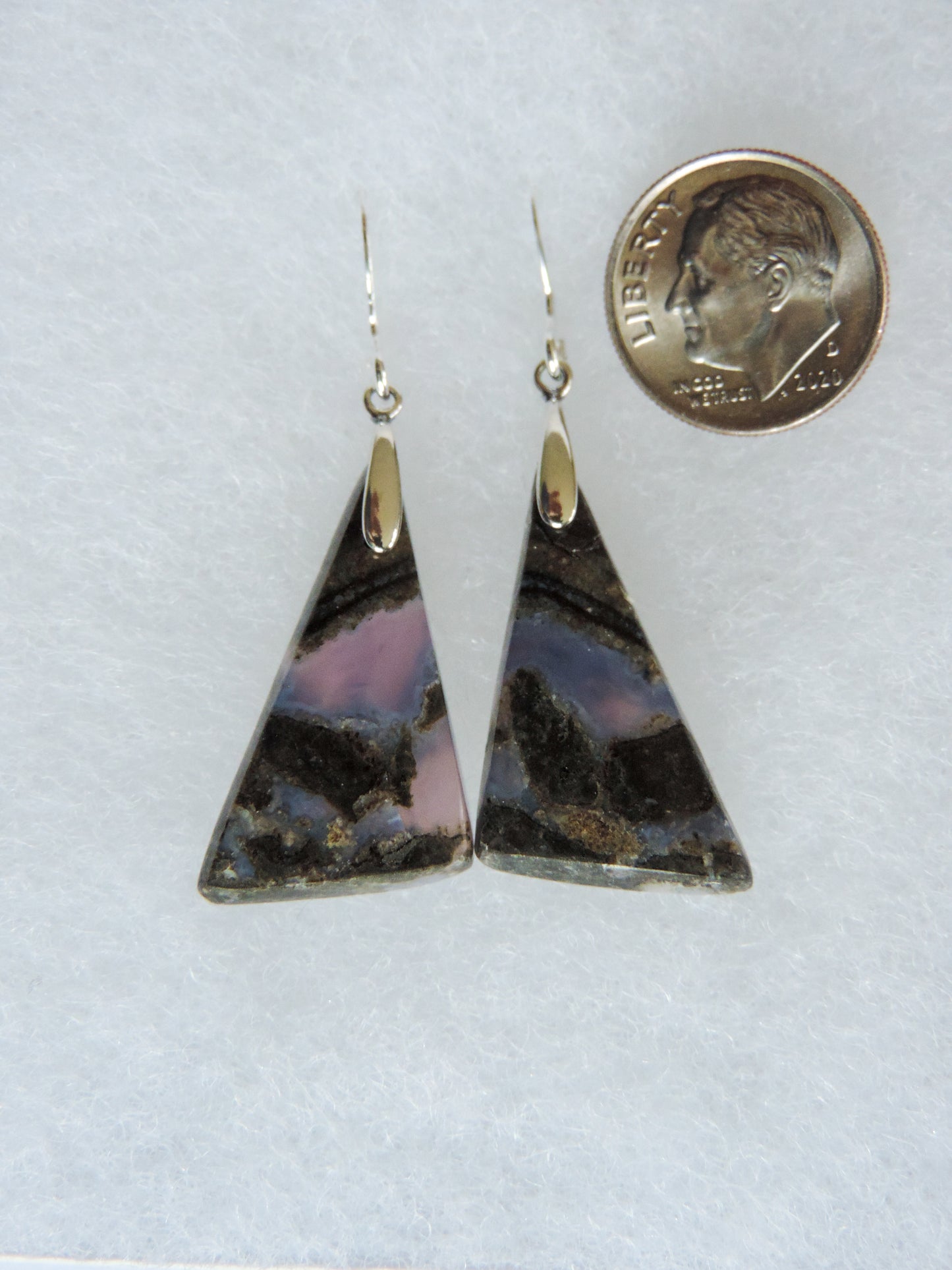 Purple Moss Agate & Sterling Silver Earrings