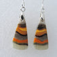 Bumblebee Jasper is named for its yellow, white, orange and black colored banding which resembles a common bumblebee.  This mineral was discovered in the Papandayan Volcano, West Java Province, Indonesia.  The gemstone is truly unique in appearance, fun to wear and is known spiritually for its uplifting, radiant energy.  Bee the buzz when you wear these fun earrings!  The bail and earring wire are authentic 925 sterling silver.